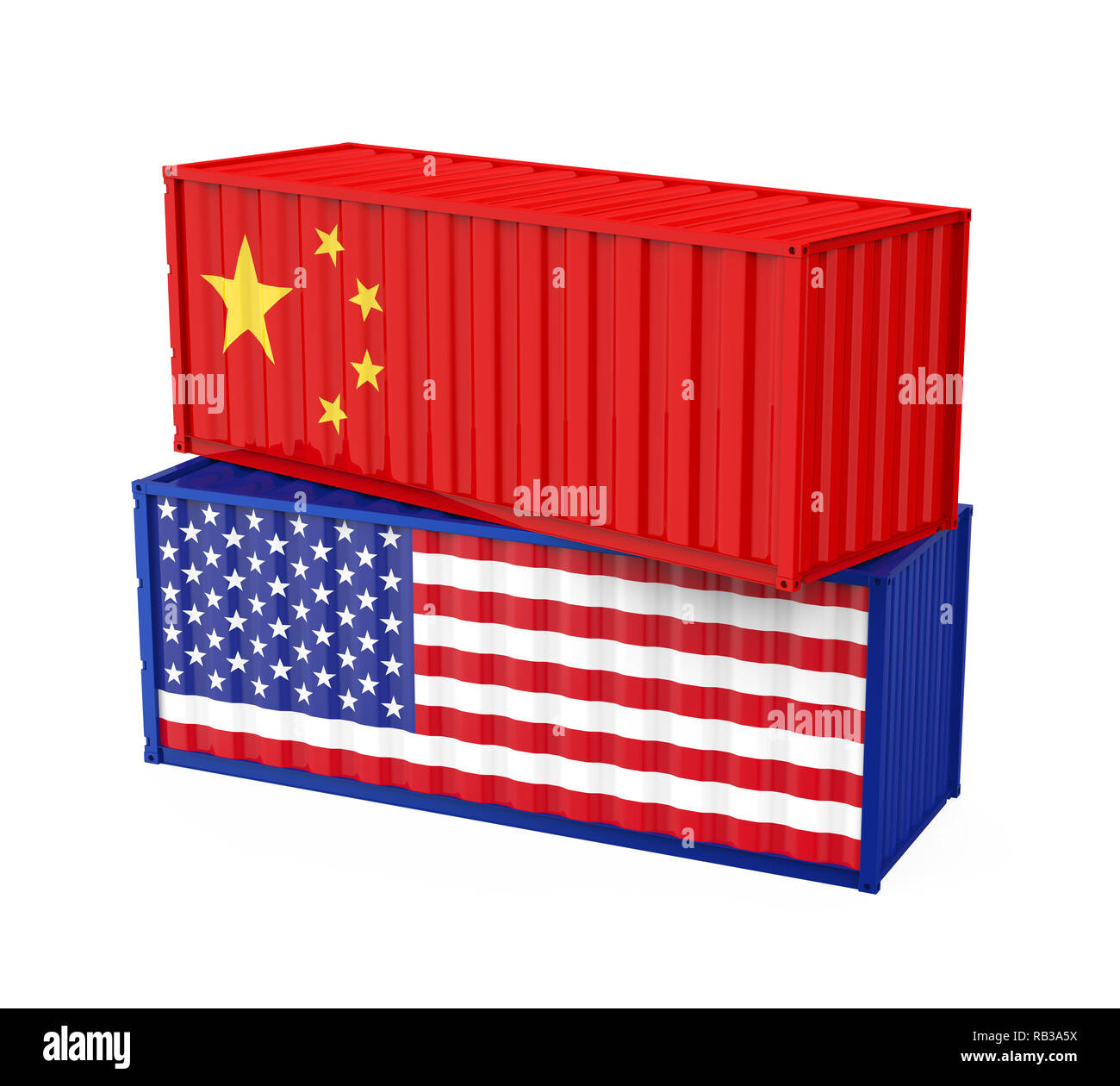 United States and China Cargo Container Isolated. Trade war Concept ...