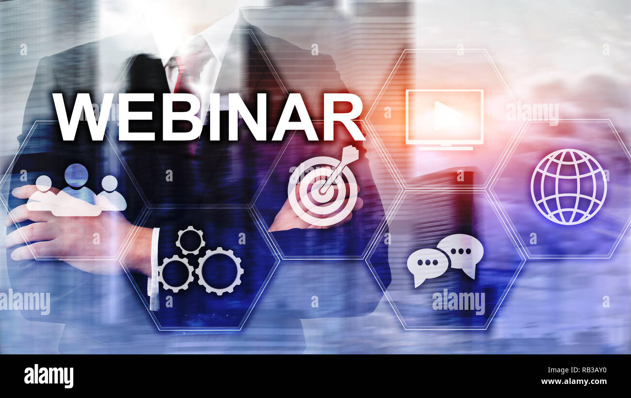 Webinar, Personal development and e-learning concept on blurred ...