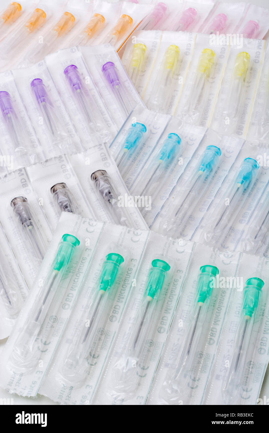 Close-up of hypodermic needles. Specifically BD Microlance brand (Add. Info  for types). Metaphor NHS, inoculation, flu jab, medical supplies Stock  Photo - Alamy