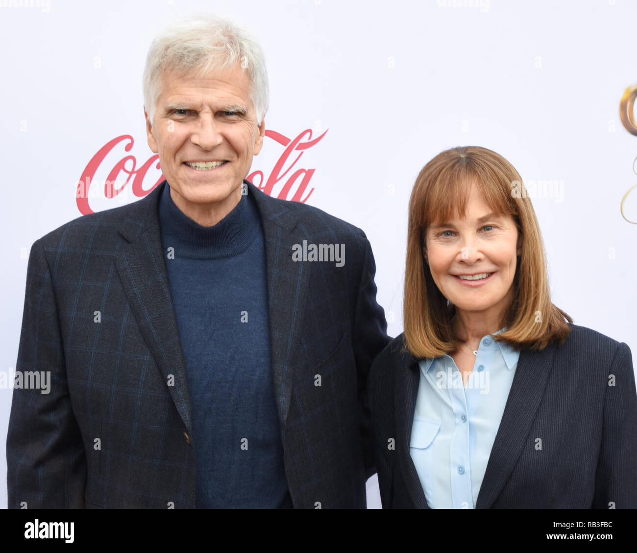Mark Spitz and Suzy Spitz attends the 6th Annual 'Gold Meets Golden' Party Hosted by Nicole Kidman and Nadia Comaneci at The House On Sunset in Hollywood on January 5, 2019. Stock Photo