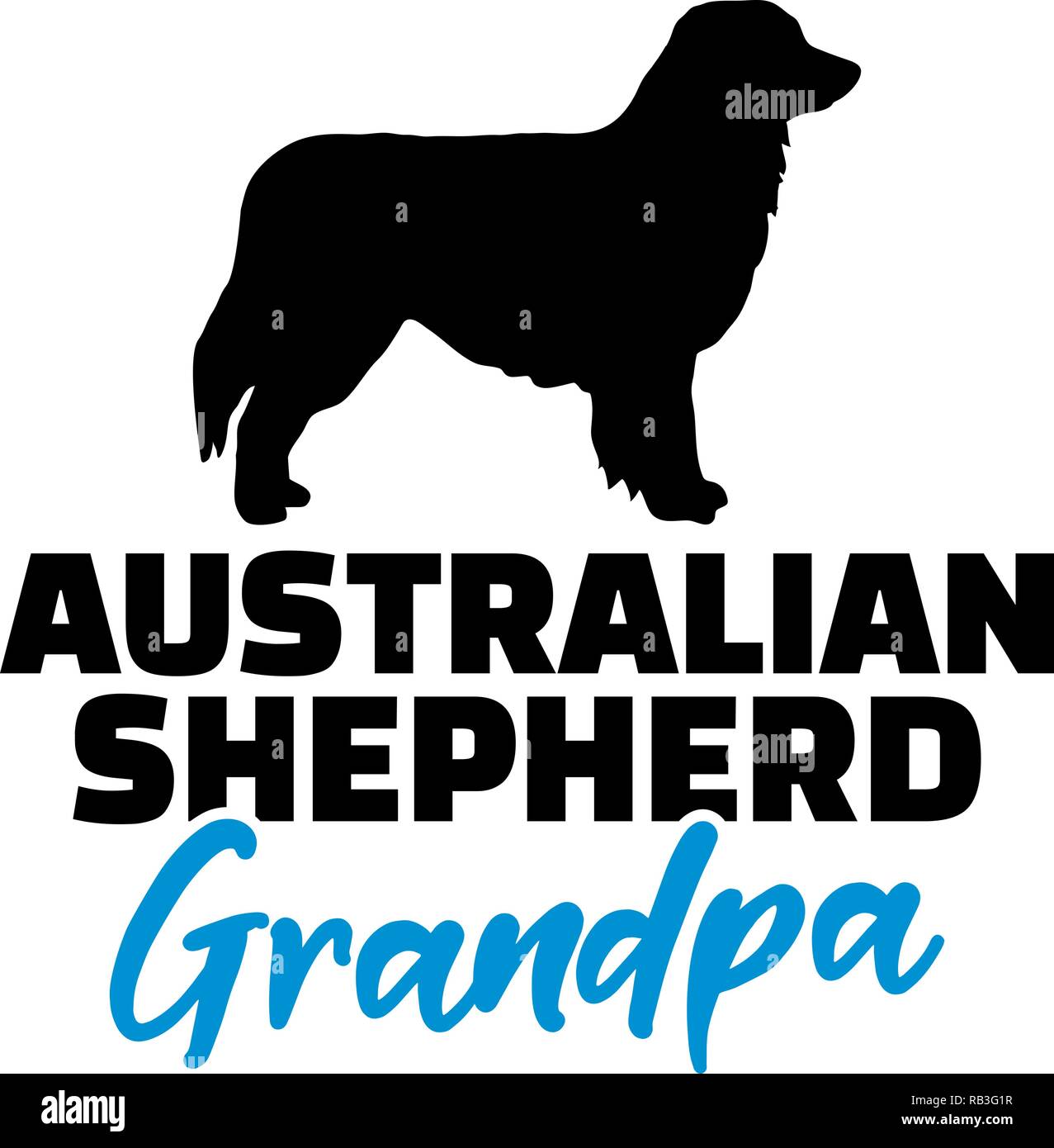 Australian Shepherd Grandpa silhouette black Stock Vector