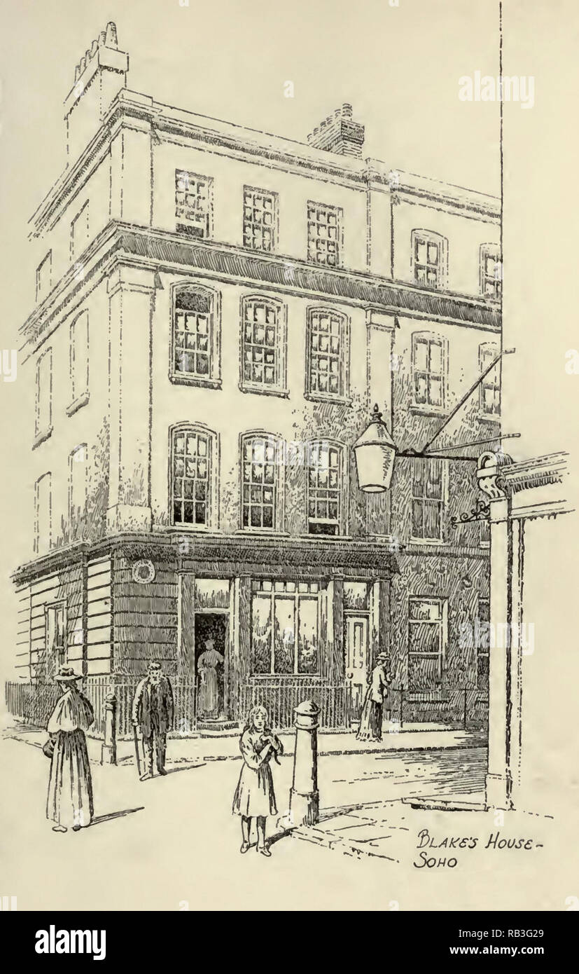 Birthplace of William Blake at No. 28 Broad (now Broadwick) Street, Soho, London. Demolished to make way for a block of flats. 1912 Stock Photo