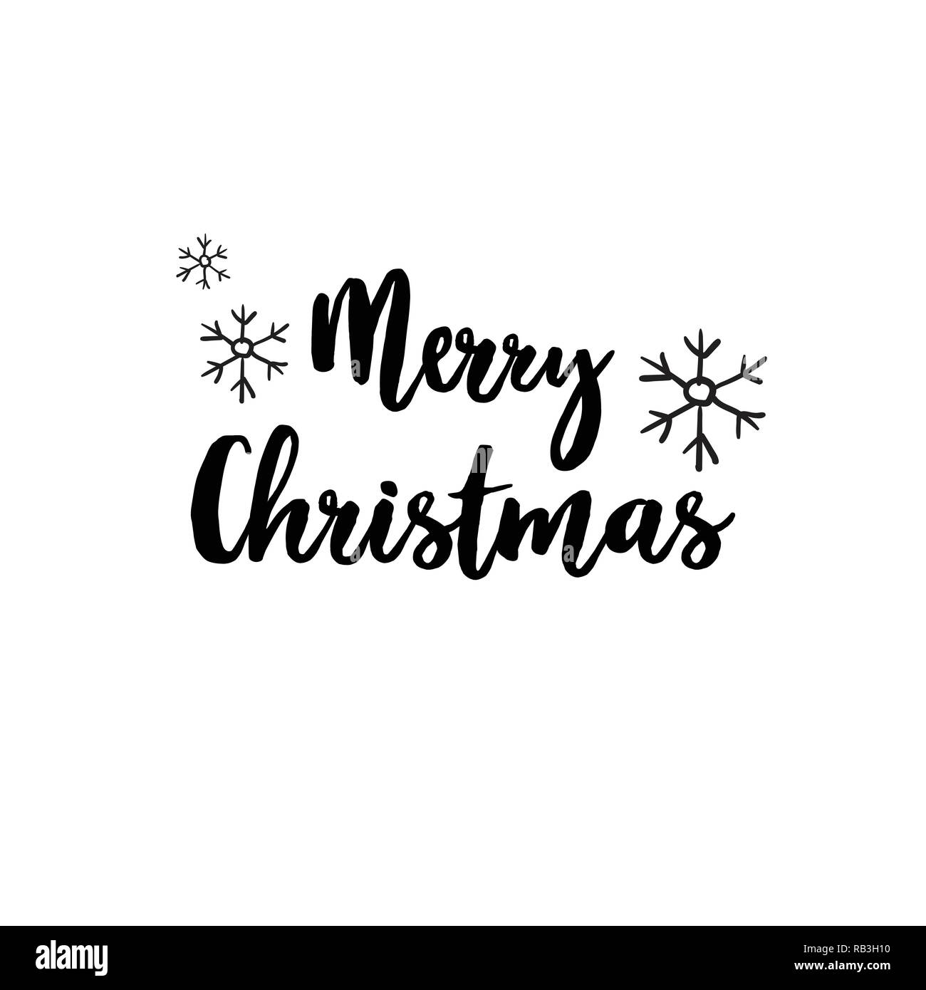 hand written winter greeting card design merry christmas happy new year holidays celebration template lettering poster isolated flat Stock Vector