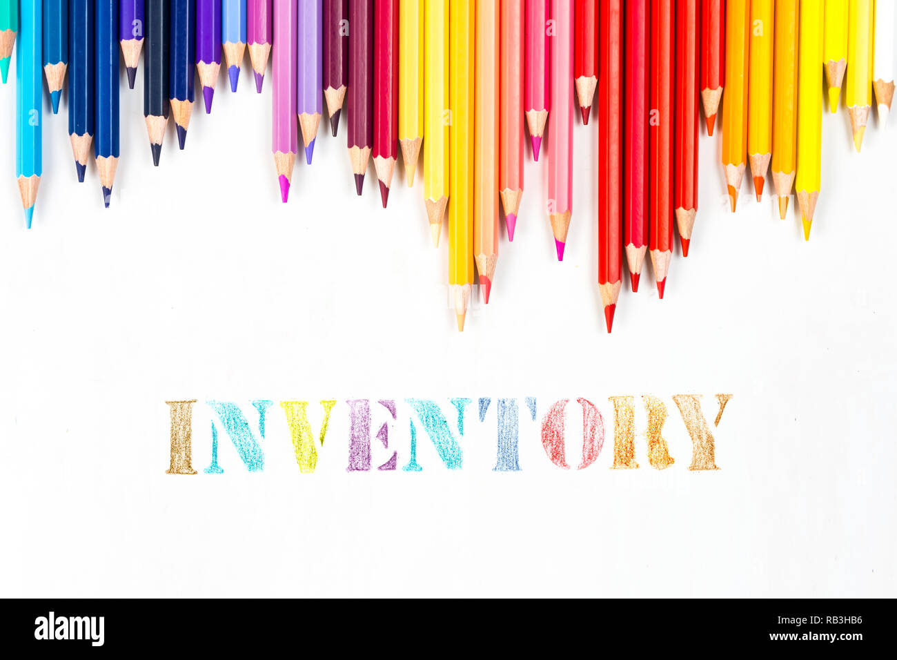 Inventory drawing by colour pencils Stock Photo Alamy