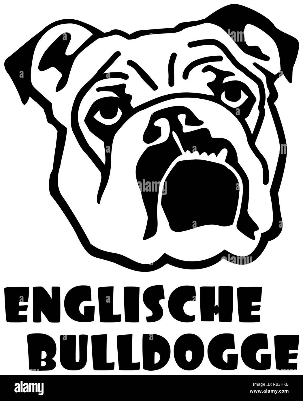 English Bulldog face with german word Stock Vector Image & Art - Alamy