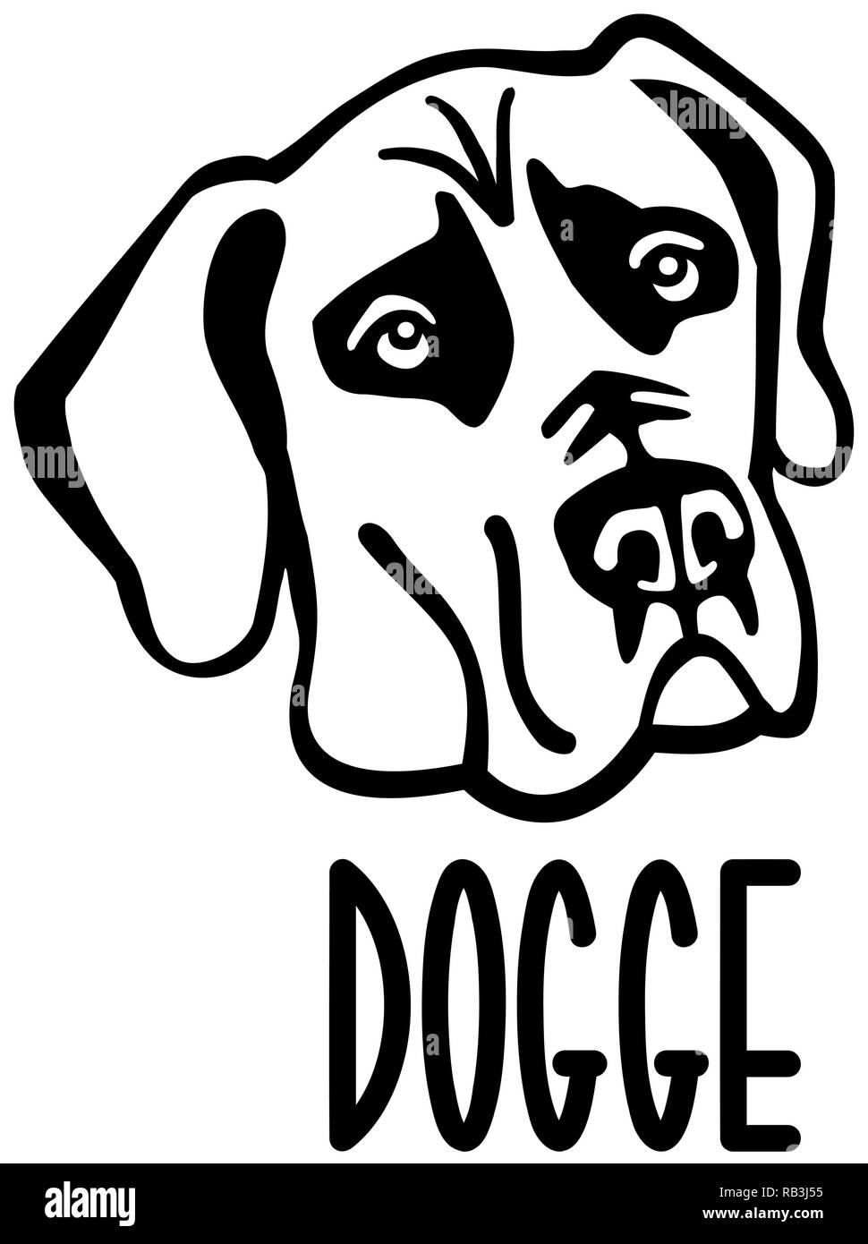 Great Dane face with german word Stock Vector