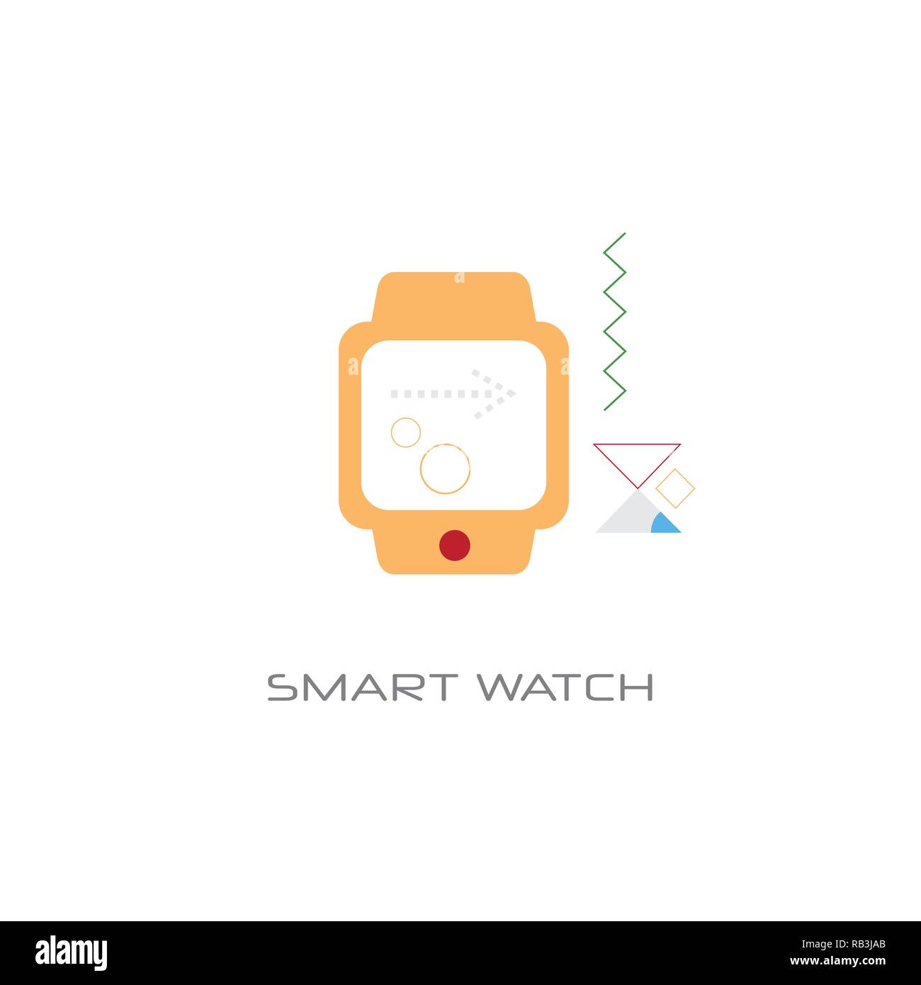 wearable tech smart watch electronic device technology concept line style isolated Stock Vector