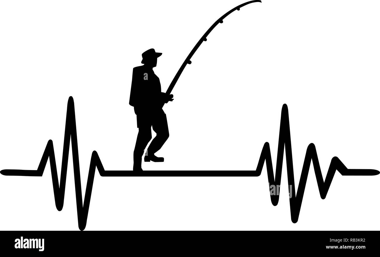 Download Heartbeat Pulse Line Fishing Word And Crossed Fishhooks Stock Vector Image Art Alamy