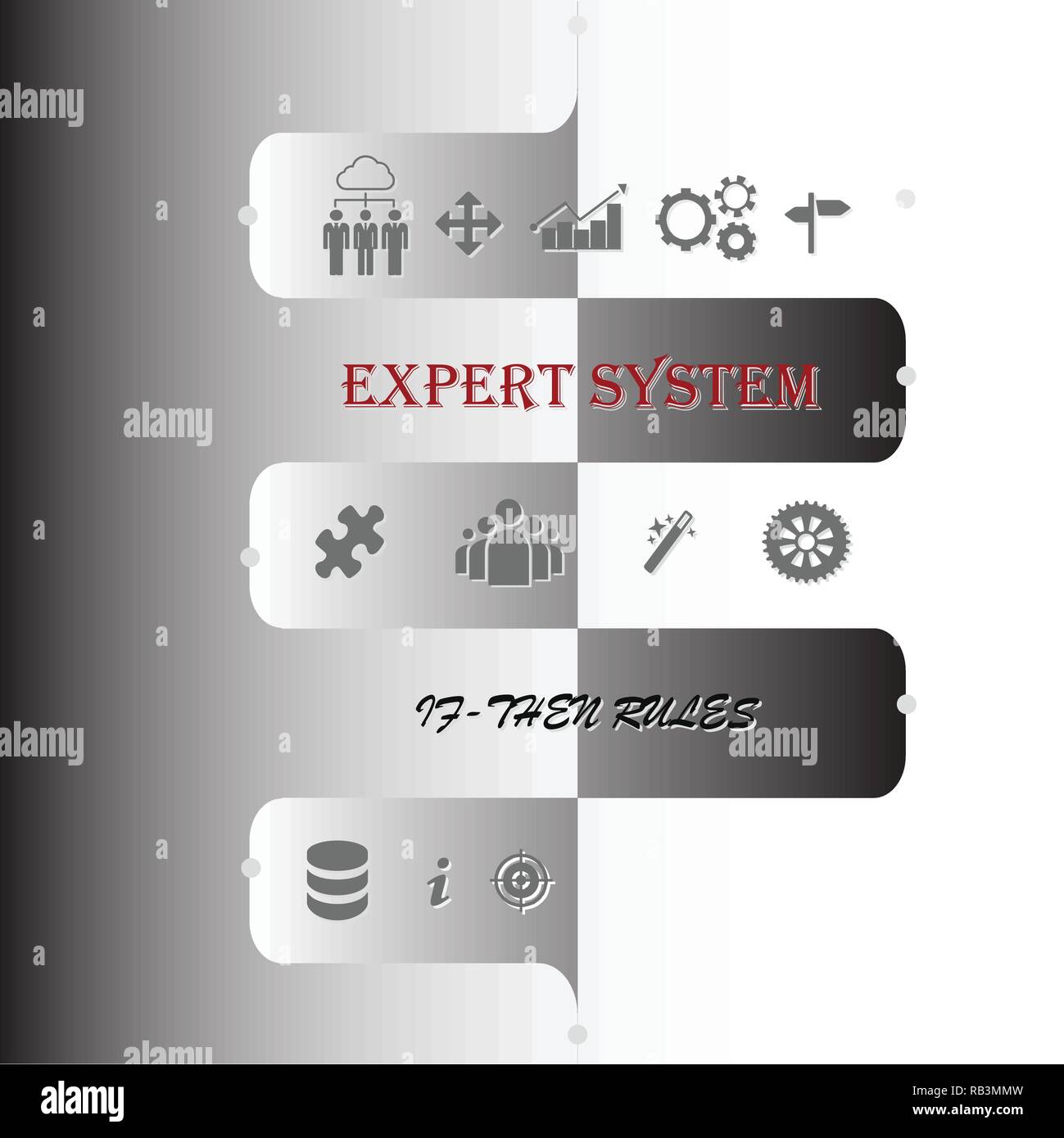 Expert system lettering  web design. Concept. Lettering. Light background Stock Vector
