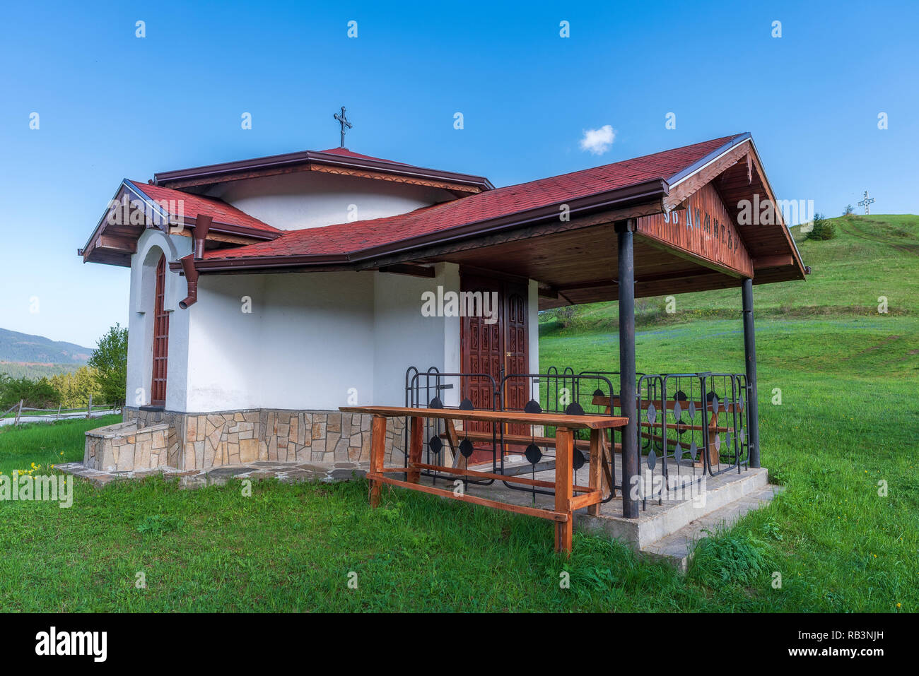 small church in mountain Stock Photo