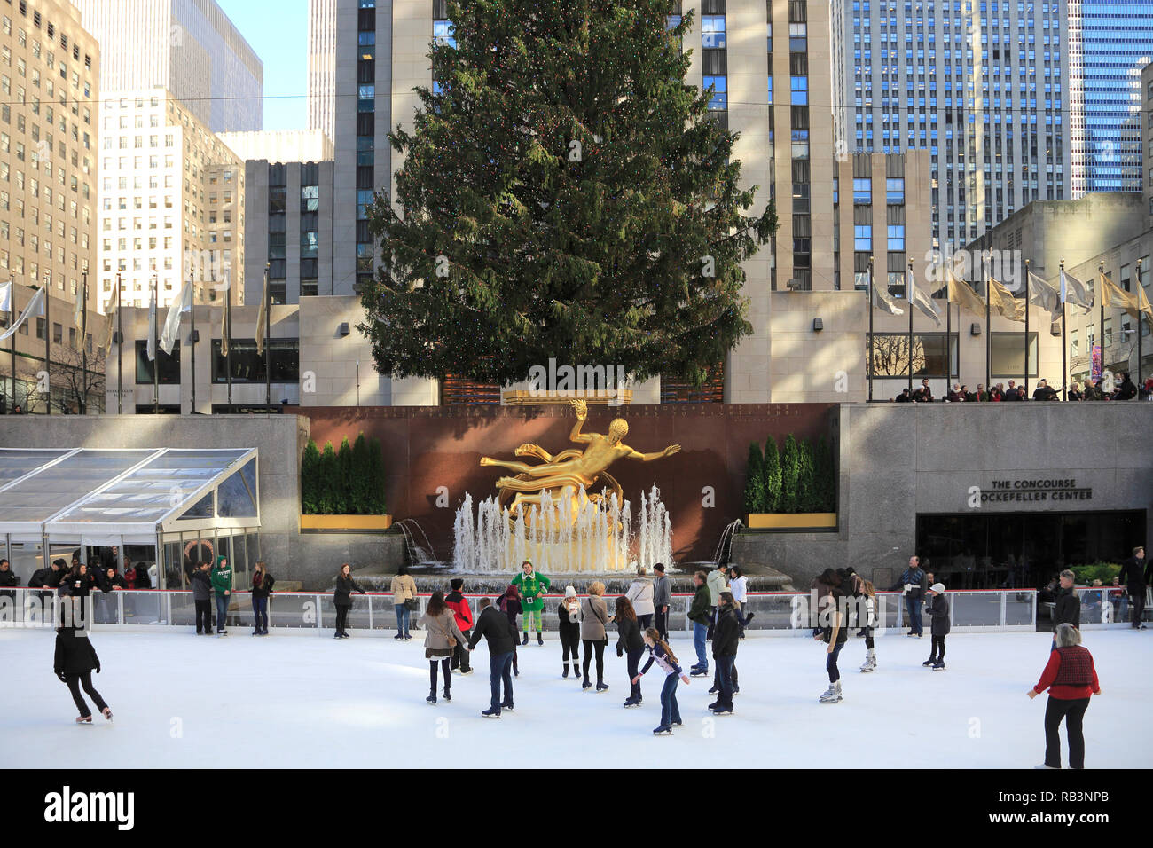 Ice skating rink, Christmas Tree, Rockefeller Center, Manhattan, New