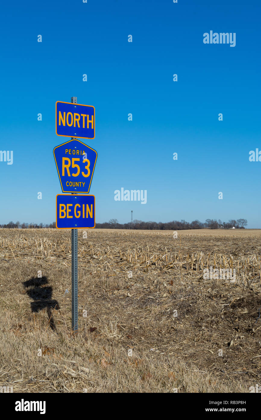 Route 53 North street sign with brilliant blue skies in the background. Stock Photo
