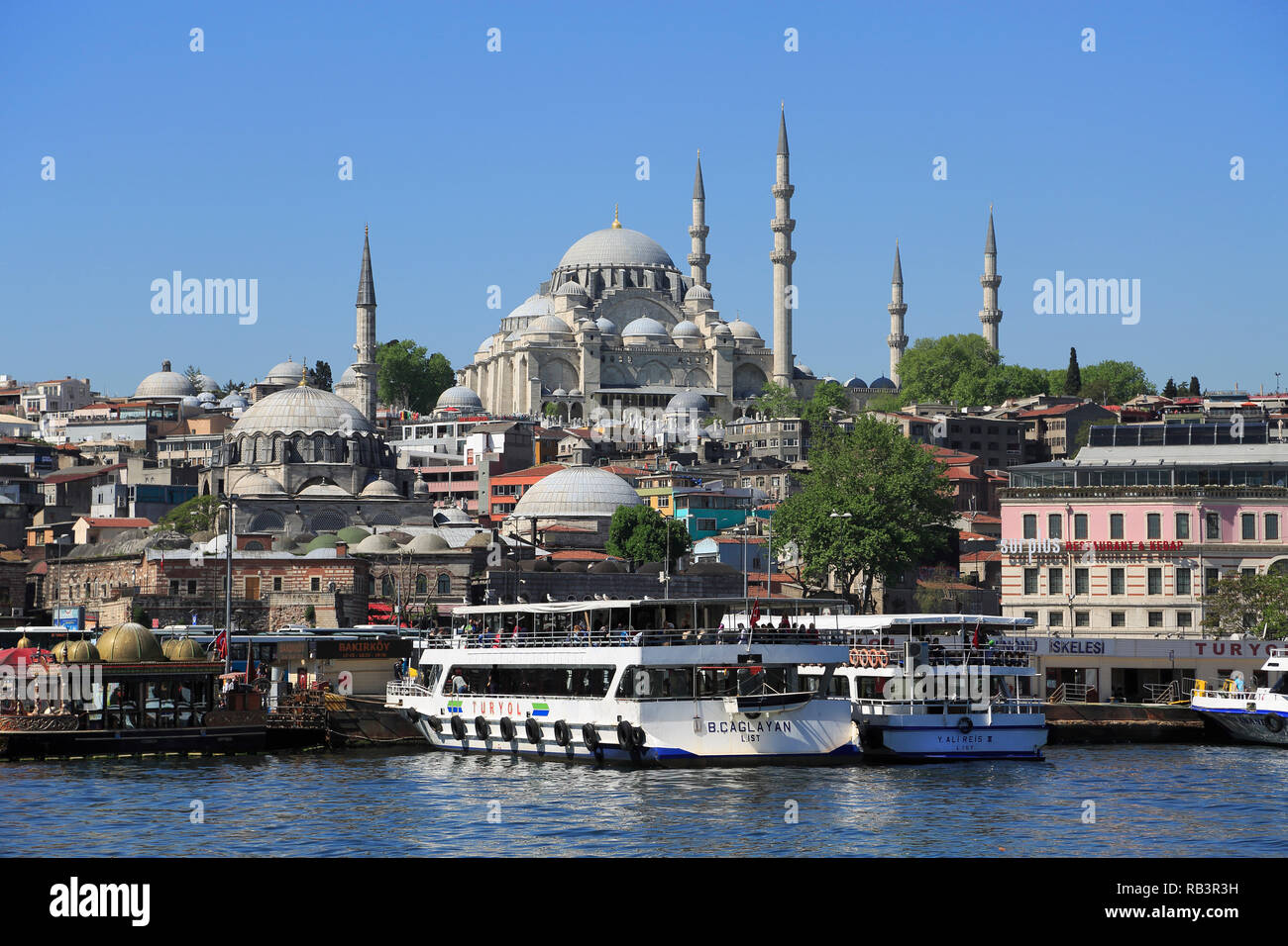 Old City, Suleymaniye Mosque, Eminonu, Golden Horn, Bosphorus, Istanbul, Turkey, Europe Stock Photo