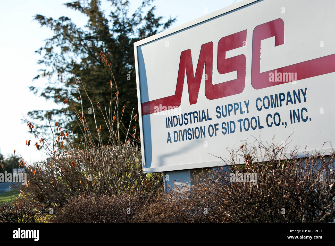 A logo sign outside of a facility occupied by MSC Industrial Supply in Jonestown, Pennsylvania, on December 29, 2018. Stock Photo
