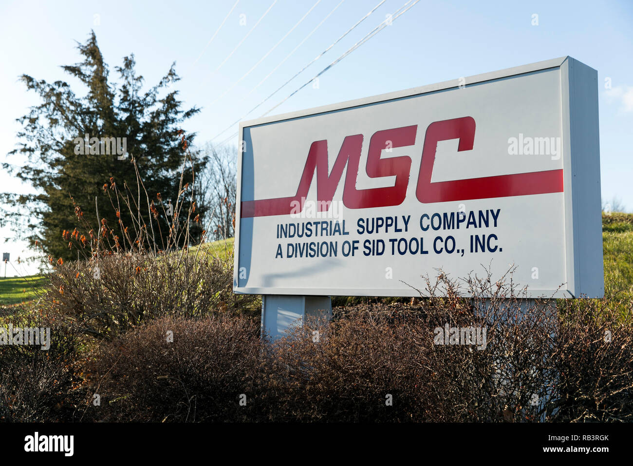 A logo sign outside of a facility occupied by MSC Industrial Supply in Jonestown, Pennsylvania, on December 29, 2018. Stock Photo