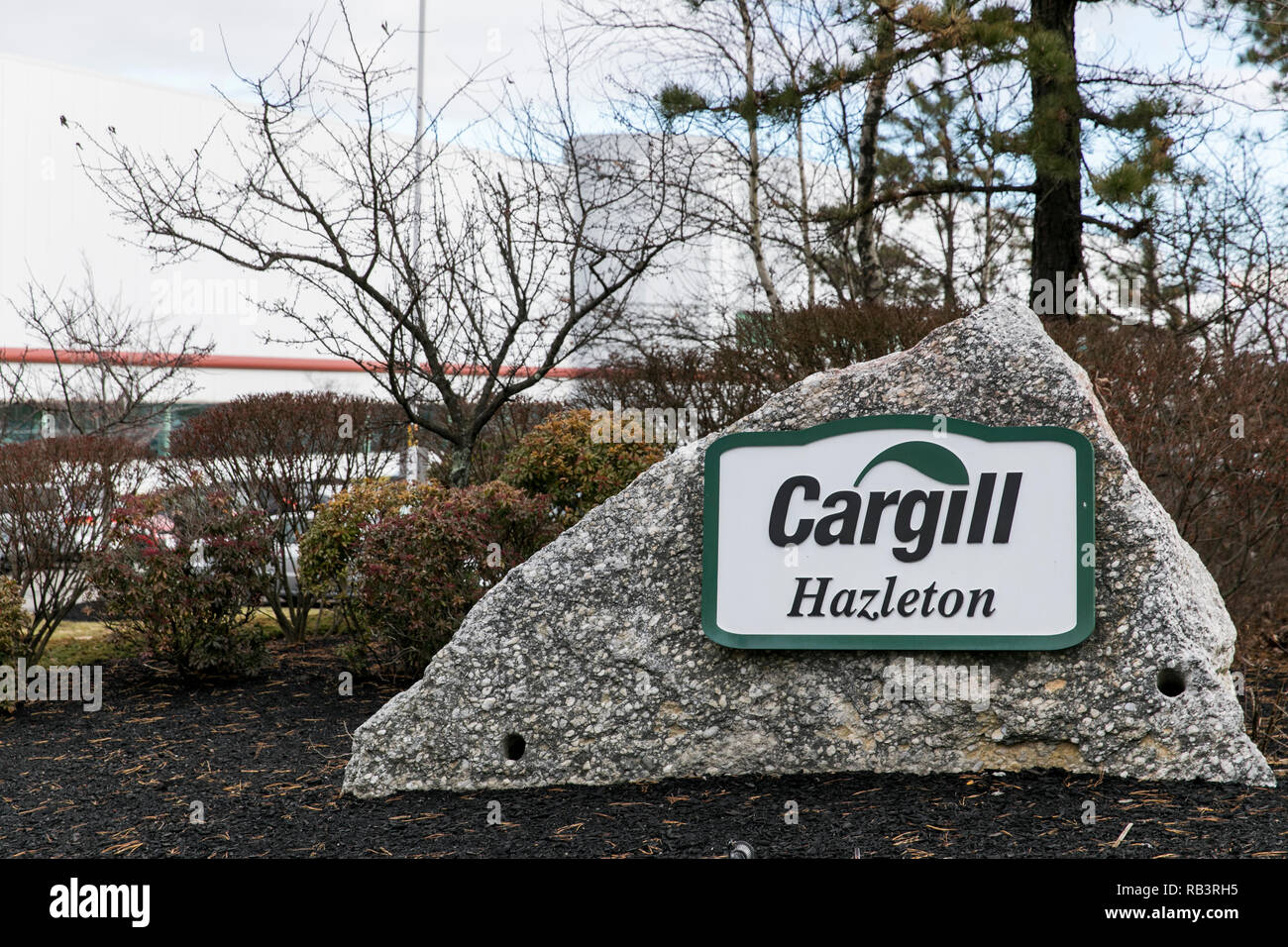 A logo sign outside of a facility occupied by Cargill in Hazleton, Pennsylvania, on December 29, 2018. Stock Photo