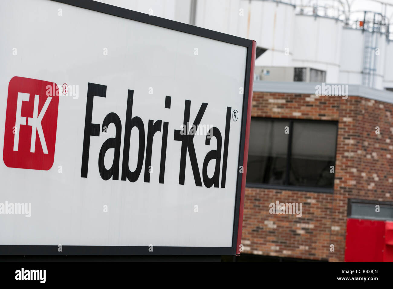 A logo sign outside of a facility occupied by Fabri-Kal in Hazleton, Pennsylvania, on December 29, 2018. Stock Photo