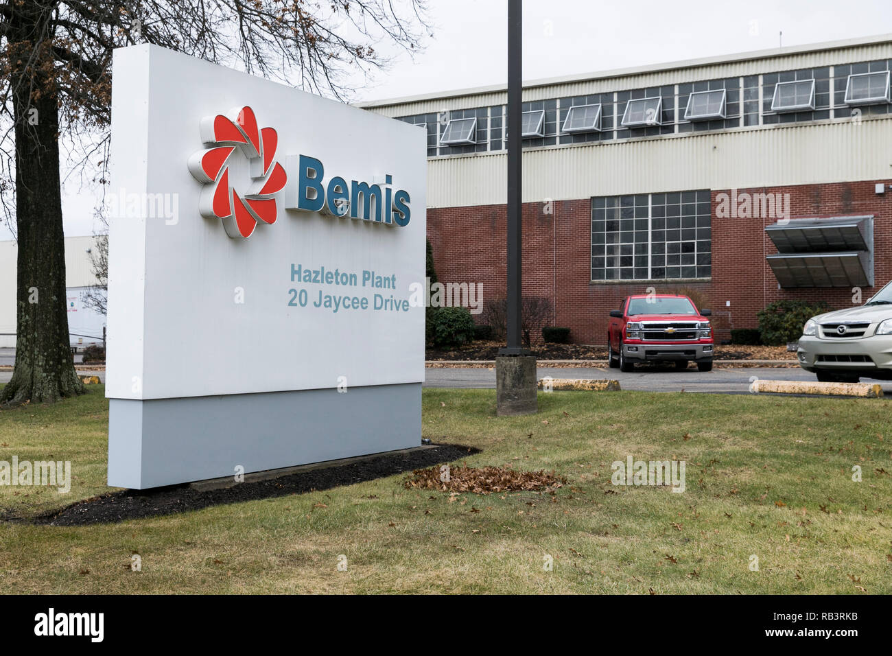 A logo sign outside of a facility occupied by Bemis Company, Inc., in Hazleton, Pennsylvania, on December 29, 2018. Stock Photo