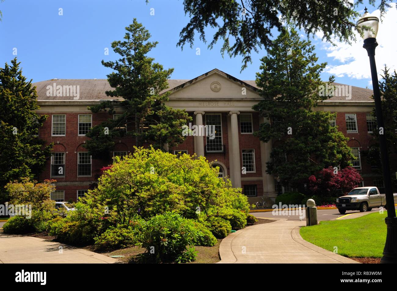 The Melrose Hall building on the Linfield College campus in McMinnville, Oregon. Stock Photo