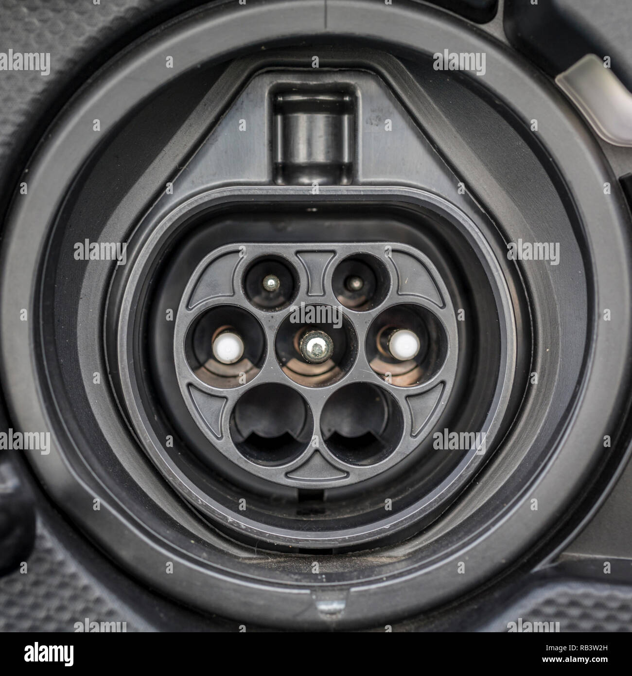 Charge port on an electric car Stock Photo