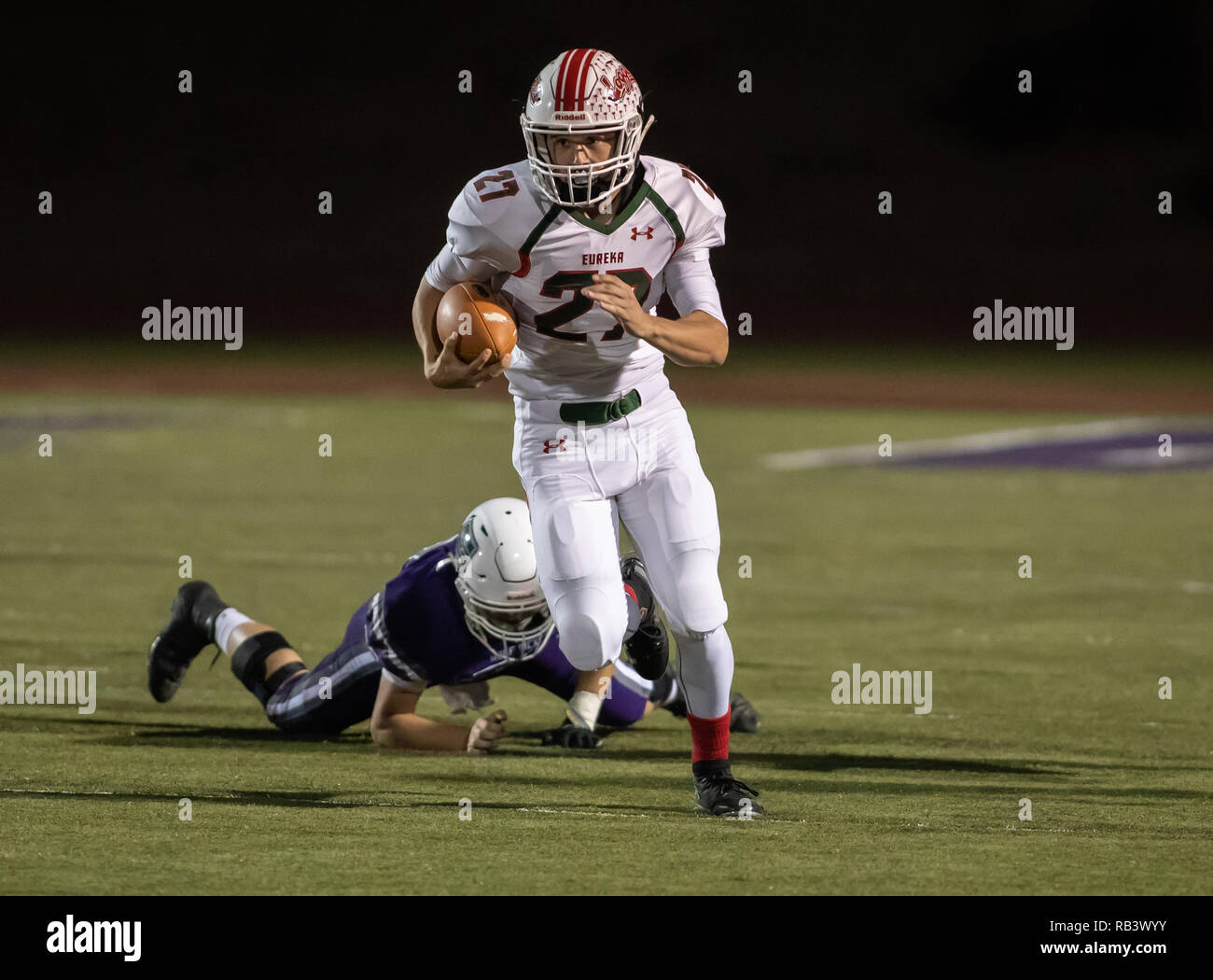 Varsity football action with Eureka vs, Shasta High School in Redding ...