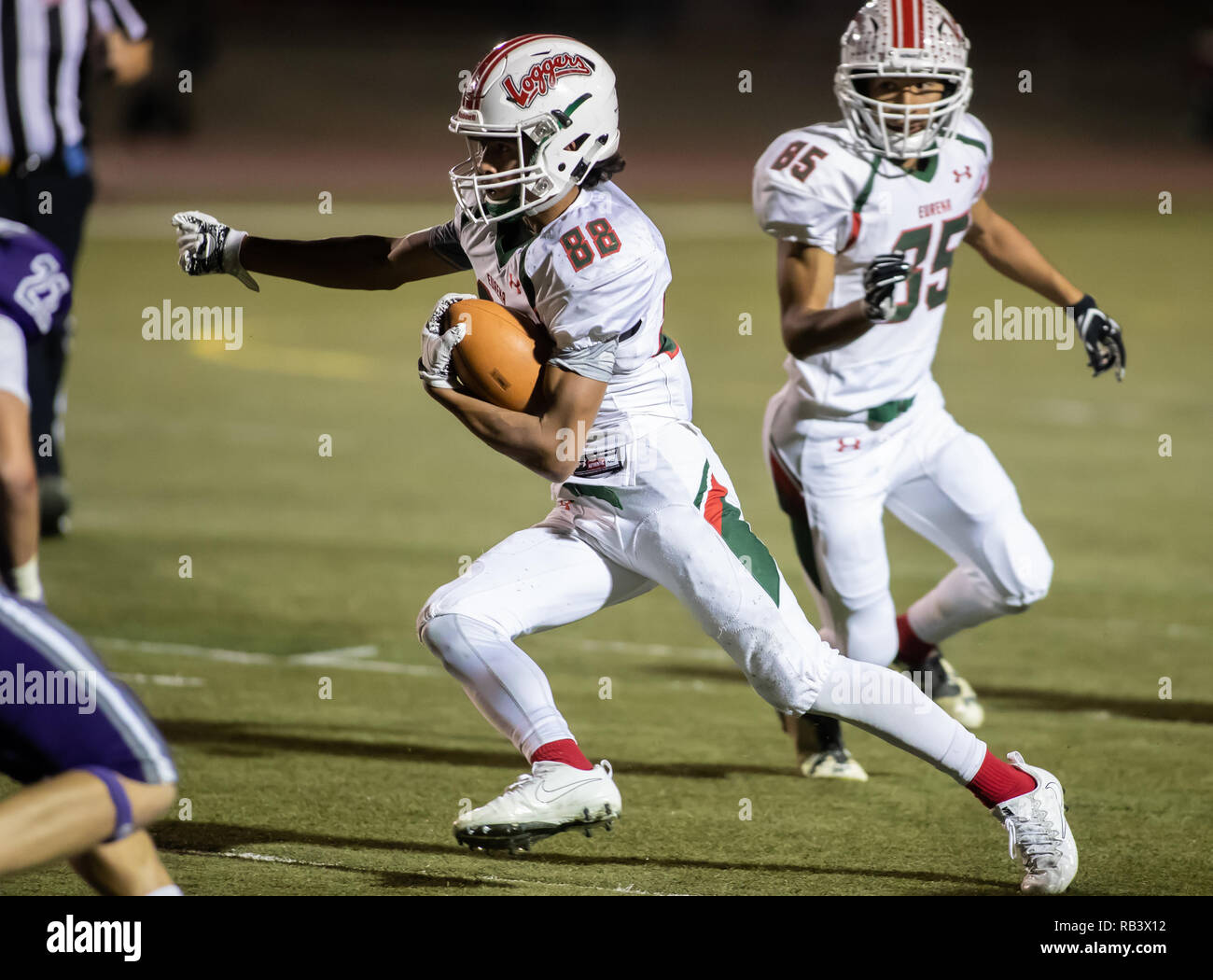 Varsity football action with Eureka vs, Shasta High School in Redding ...