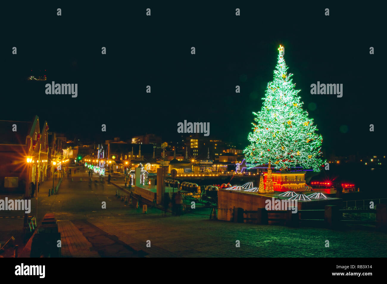 Christmas tree night light and illumination at Kanemori Red Brick