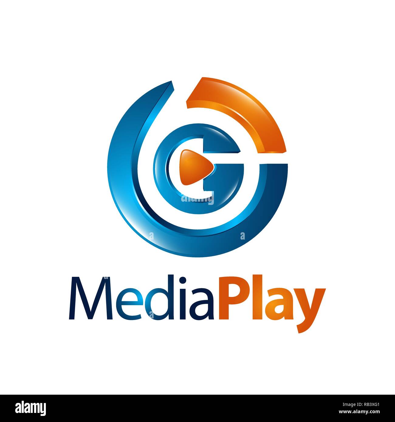 Circle three dimensional media play logo concept design idea Stock Vector