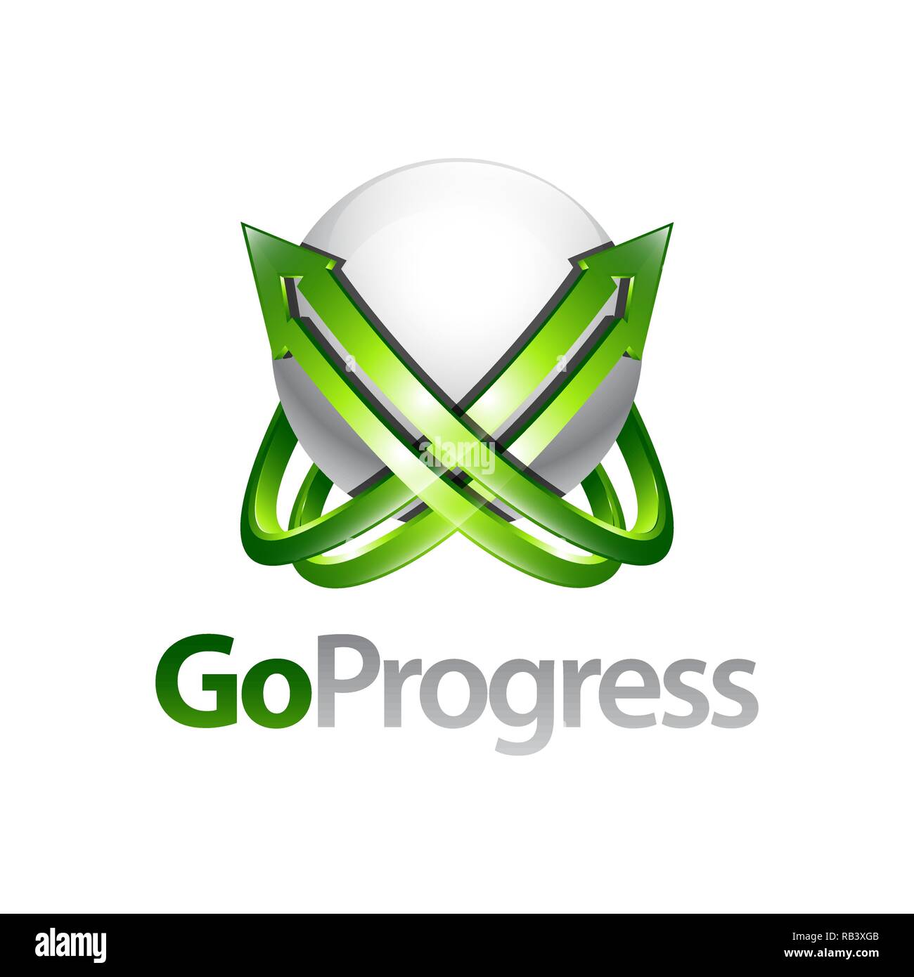 Go progress sphere arrow up logo concept design template idea in Three-dimensional style Stock Vector