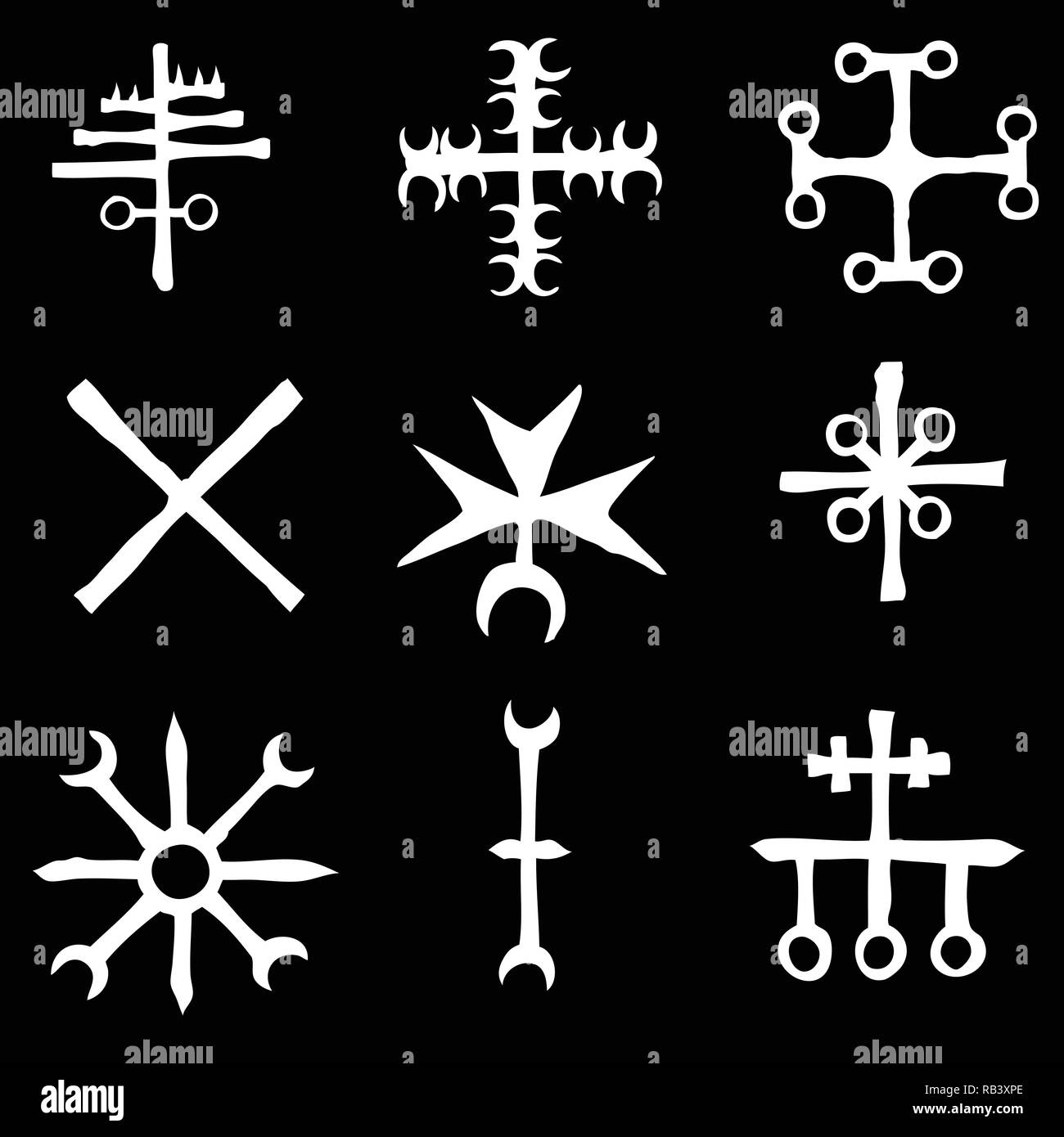 Set With Mystic And Occult Symbols Hand Drawn And Written Alphabet Signs Spiritual Masonic Tattoo Ideas Vector Stock Vector Image Art Alamy