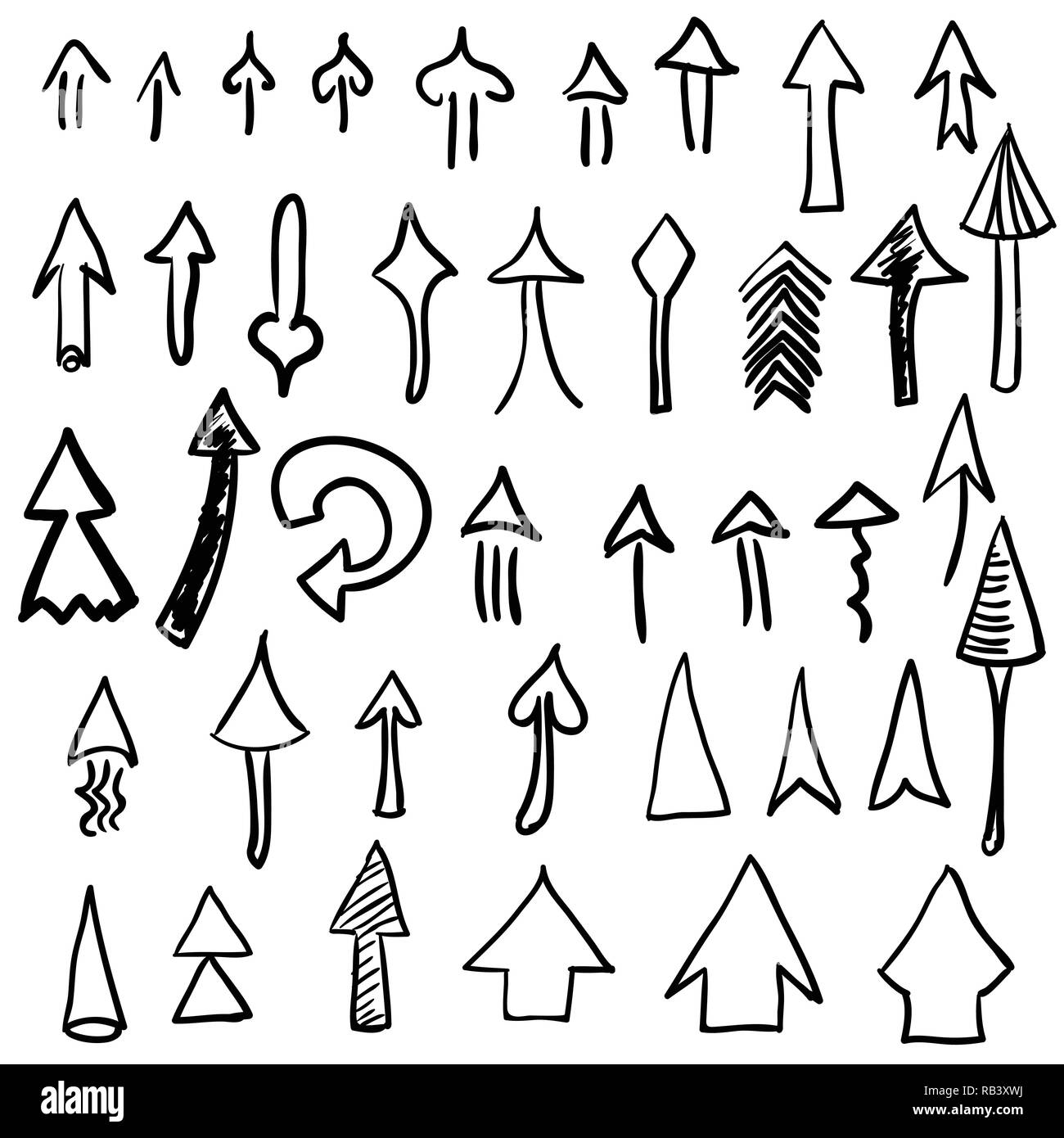 Hand Drawn Vector Arrows, Design Elements Set Stock Vector