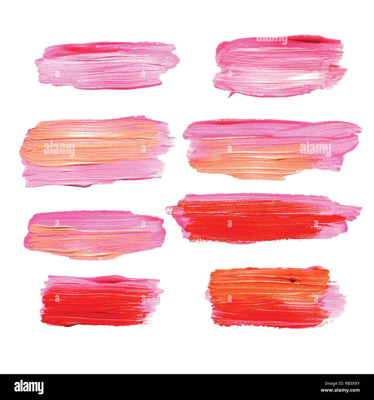 Set of vector oil painting texture stains isolated on white. Make up