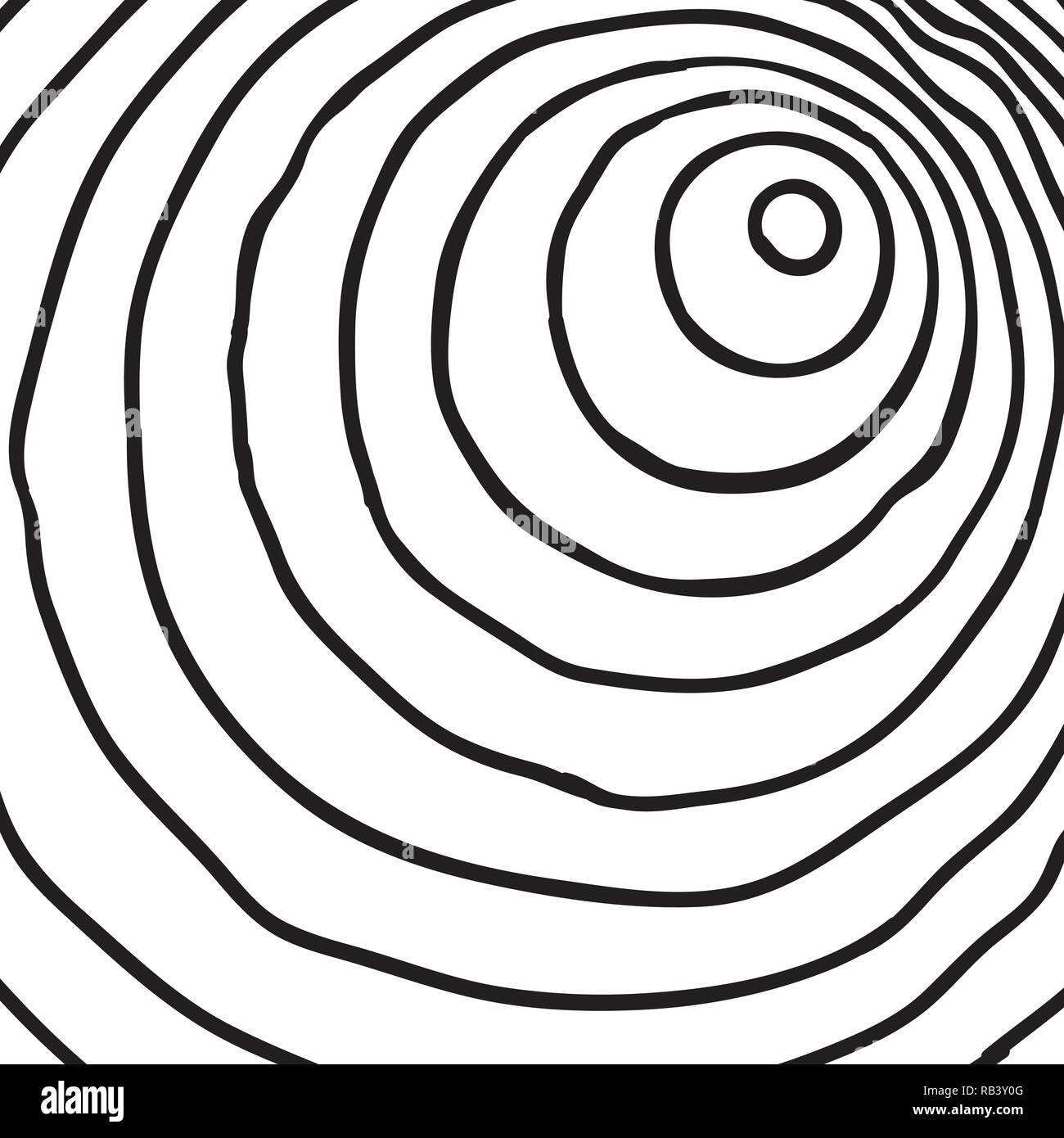 Cross section of tree stump, isolated on white background. Vector