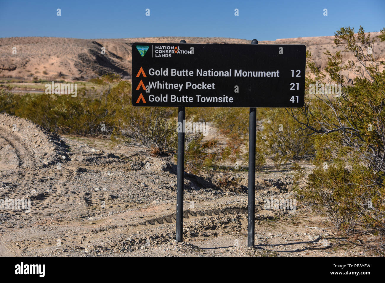 Gold Butte National Monument Mileage Sign Stock Photo - Alamy
