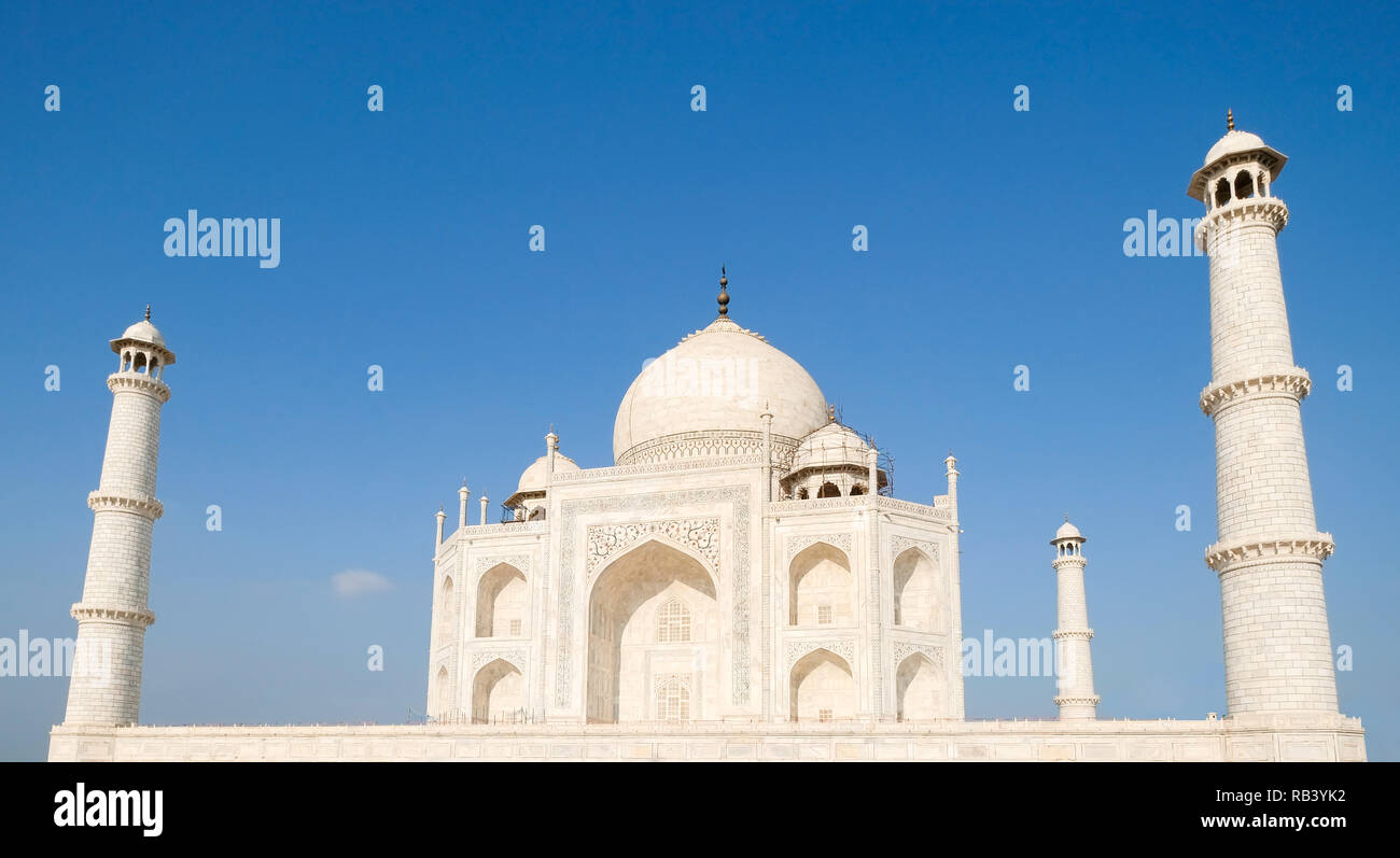 The beautiful Taj Mahal in Agra, India is a symbol of love and a wonder of the world Stock Photo
