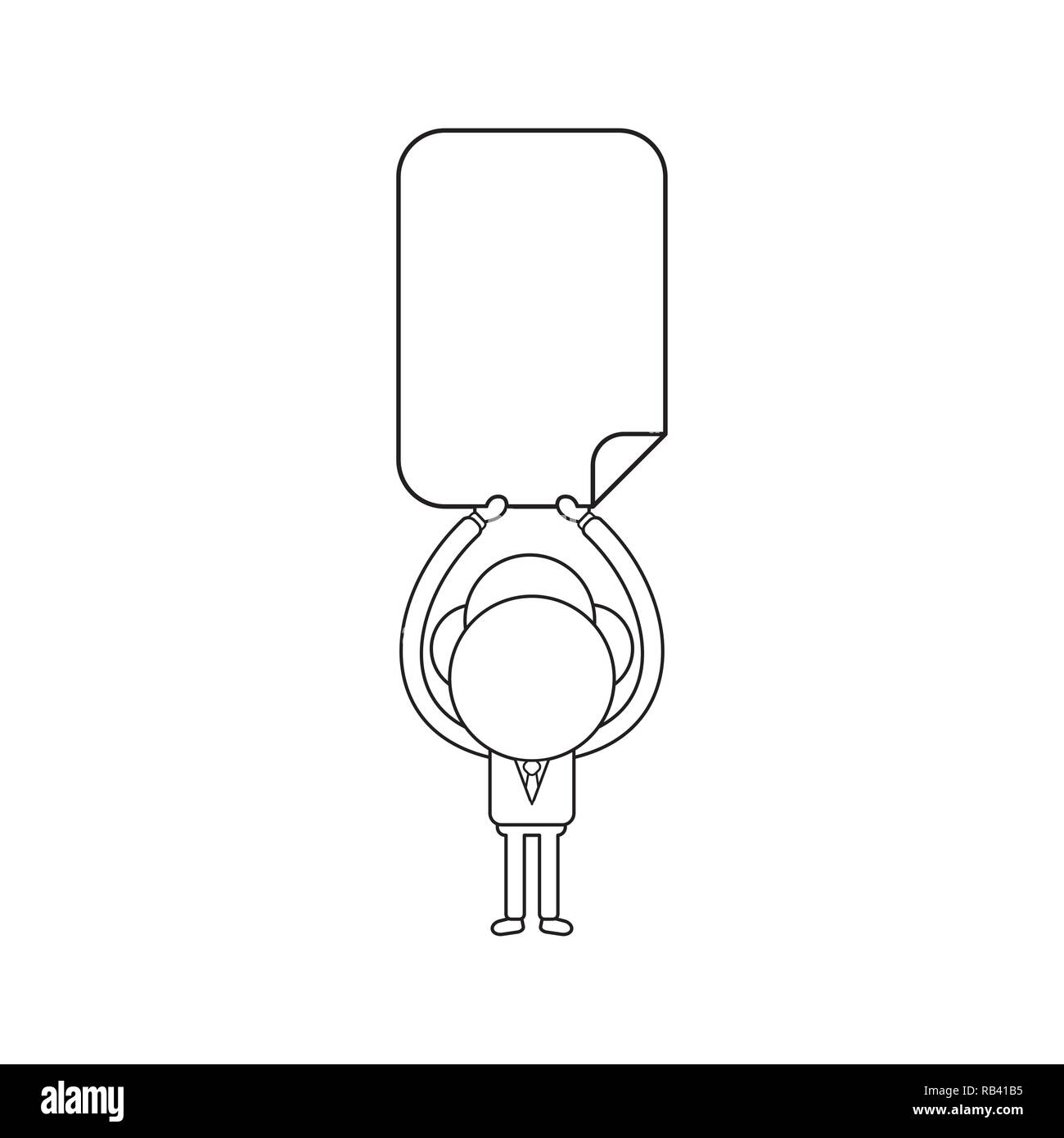 Vector illustration concept of businessman character holding up blank ...