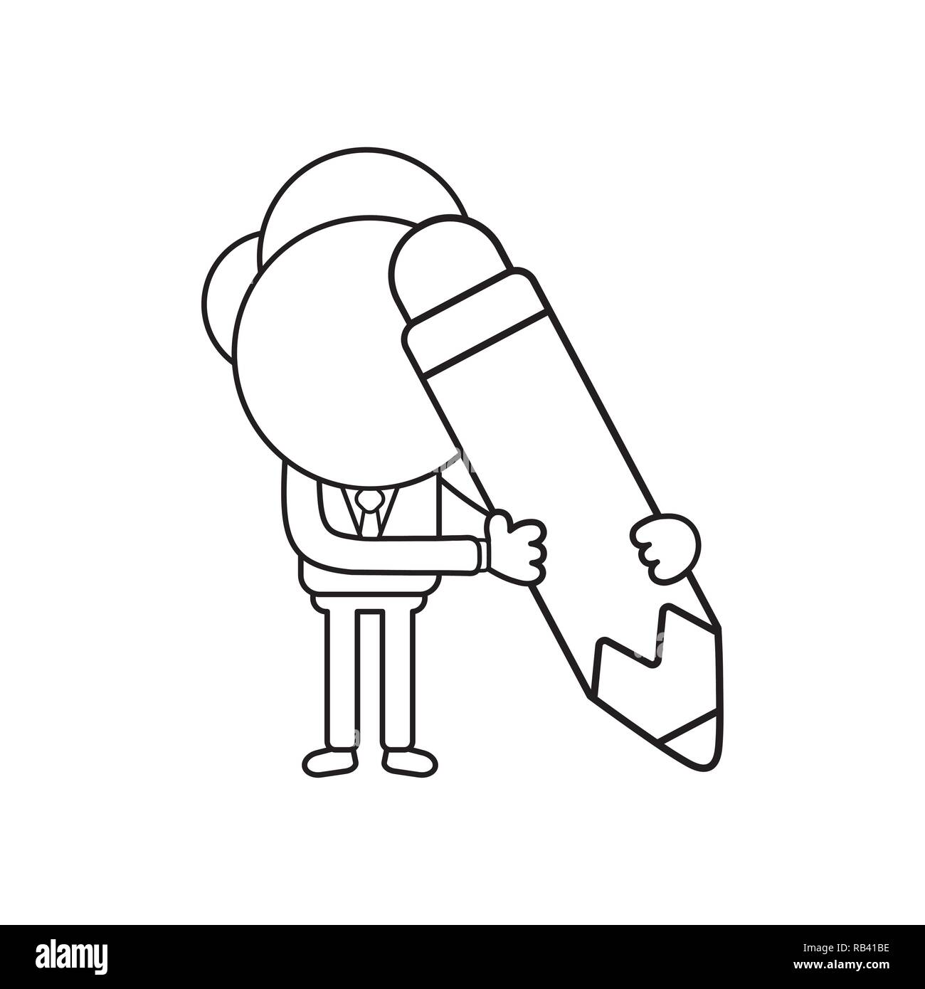 Vector illustration concept of businessman character holding pencil ...