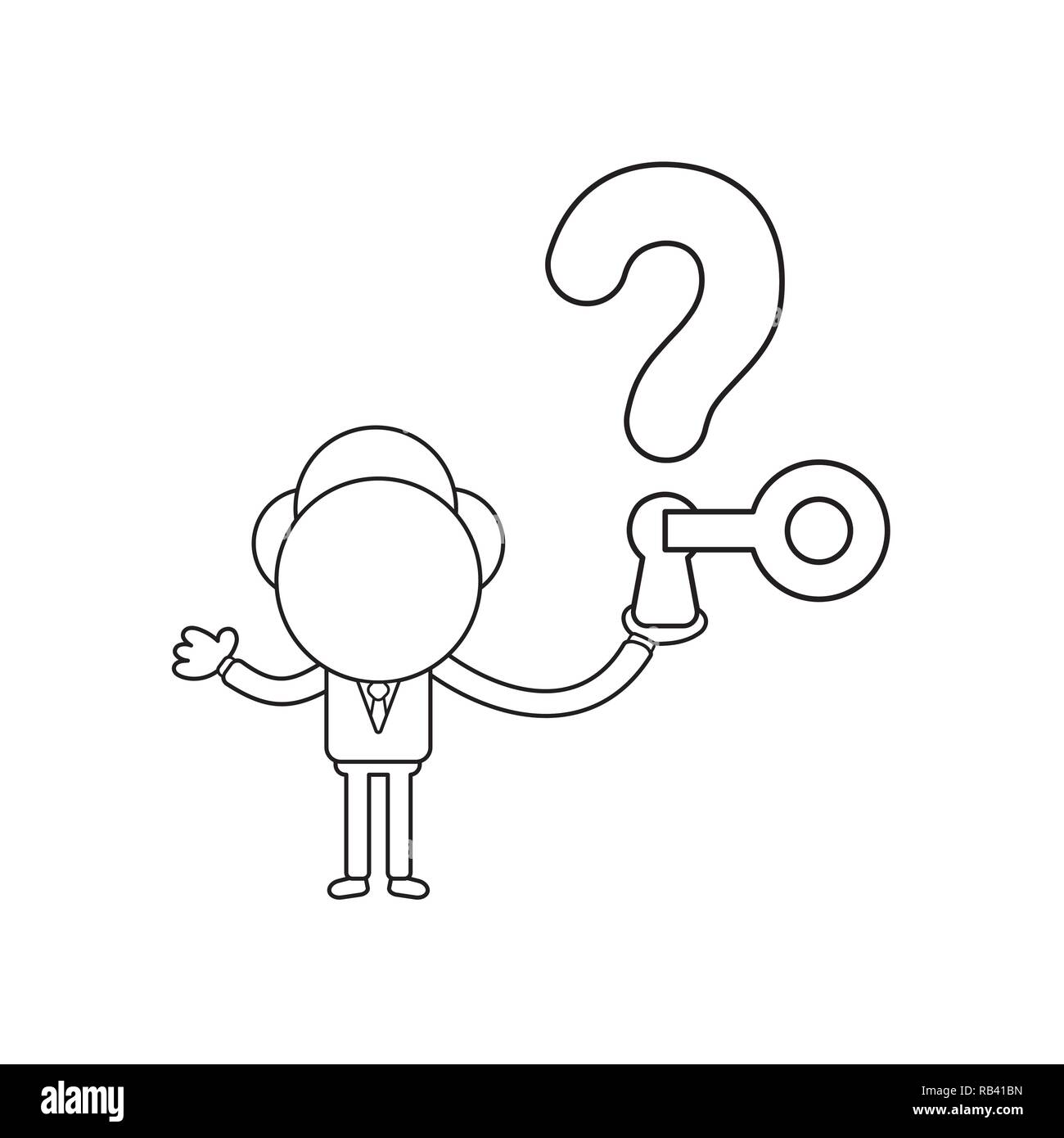 Vector illustration concept of businessman character holding question ...