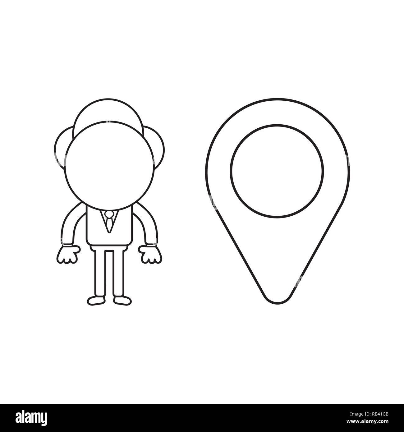 Vector illustration concept of businessman character with map pointer ...