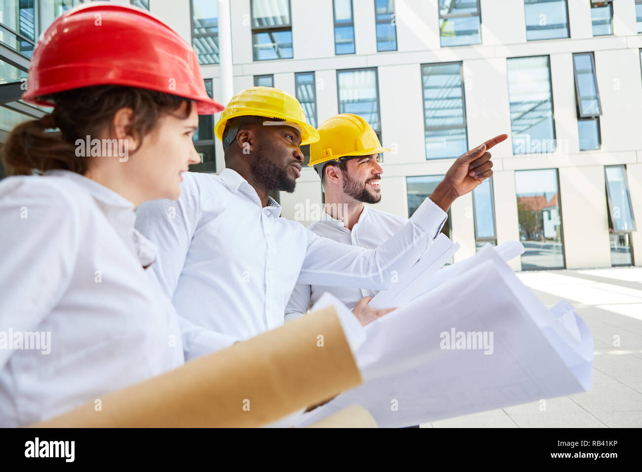 Business man and architect team make decision in urban design project Stock Photo