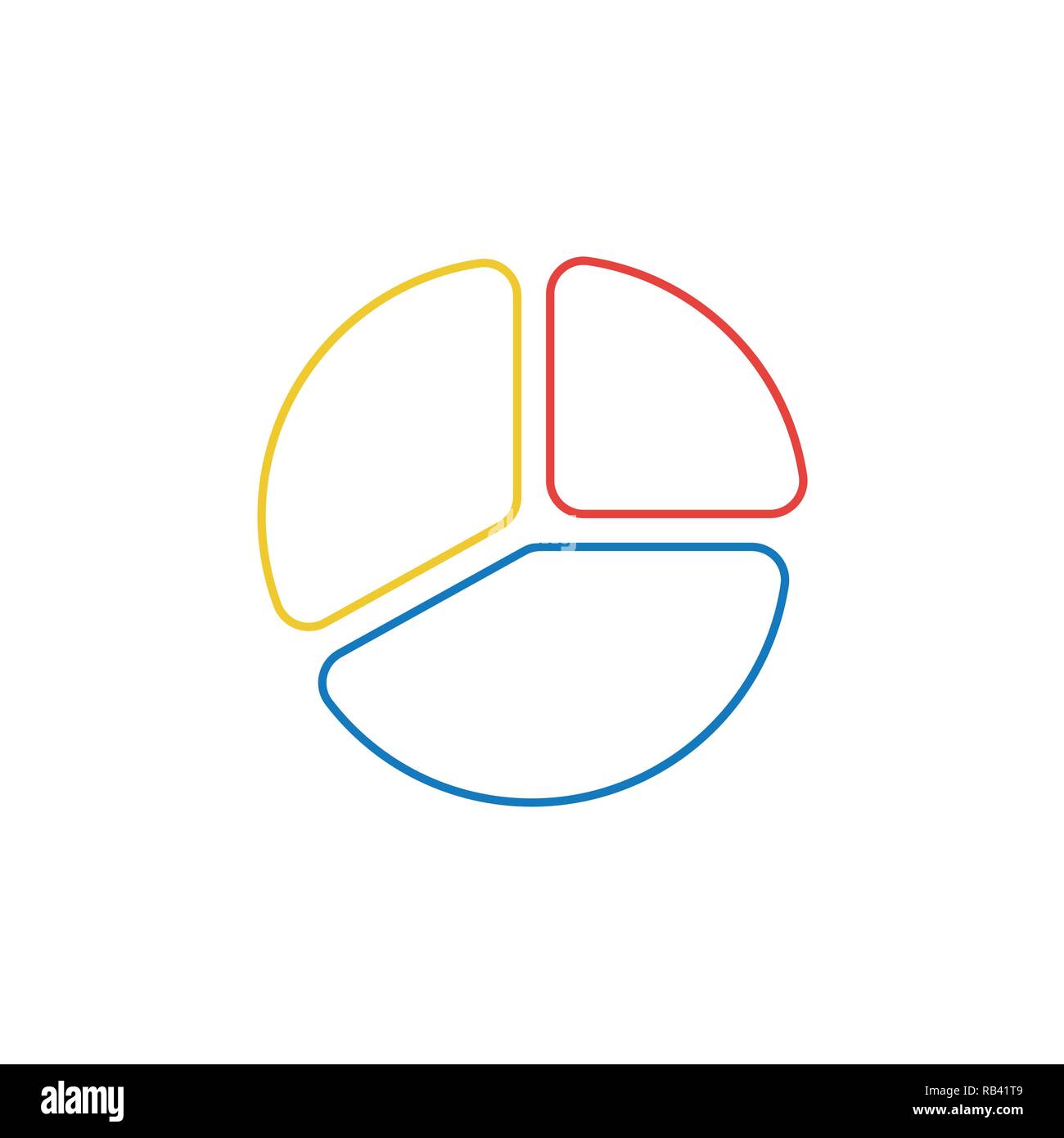 Vector illustration icon concept of three parts diagram. Color outlines ...