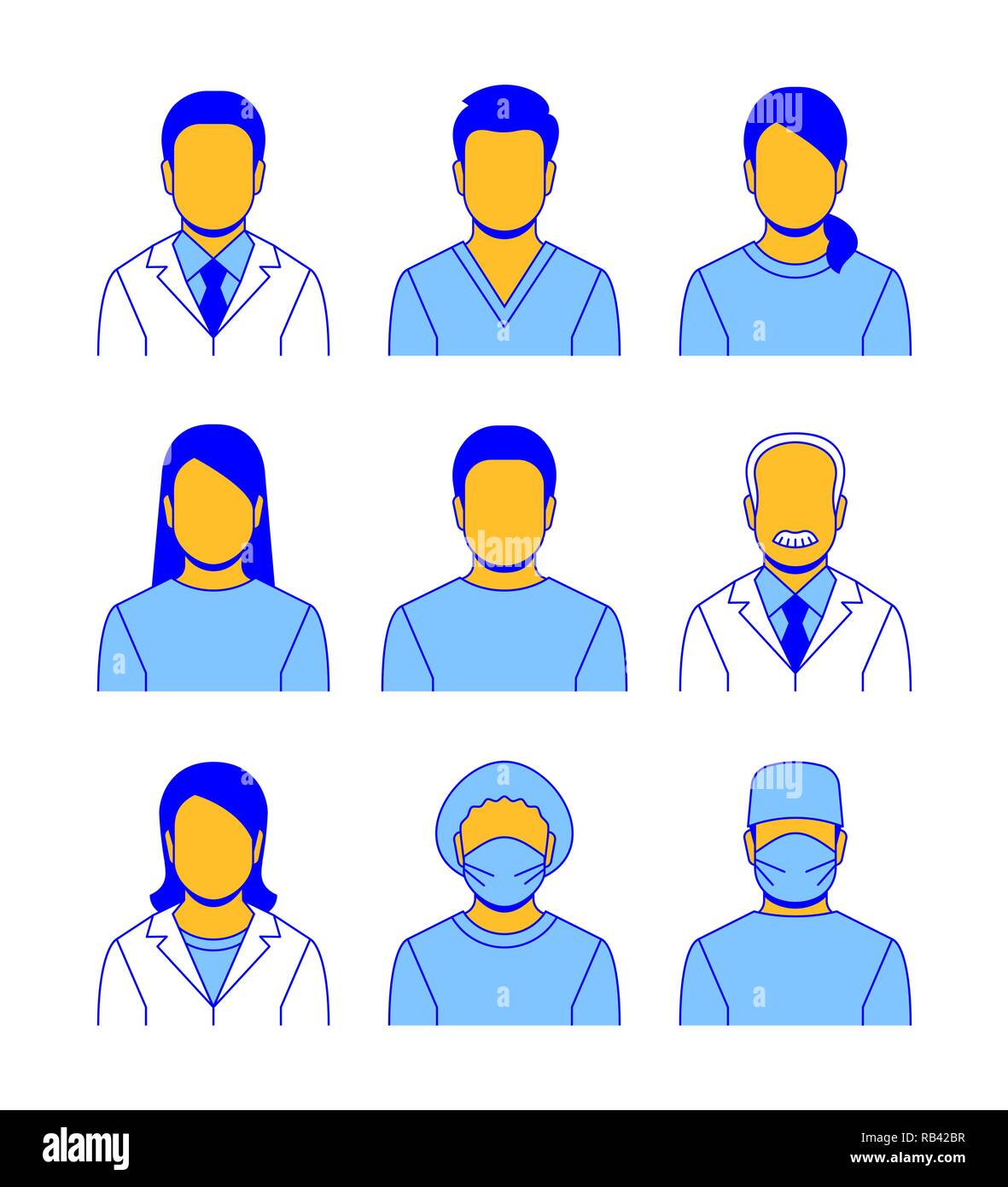 Medical Staff Vector Flat Line Avatars Hospital Specialists Icons Doctors Nurses Assistants Patients Surgeon Professor Different Health Care M Stock Vector Image Art Alamy
