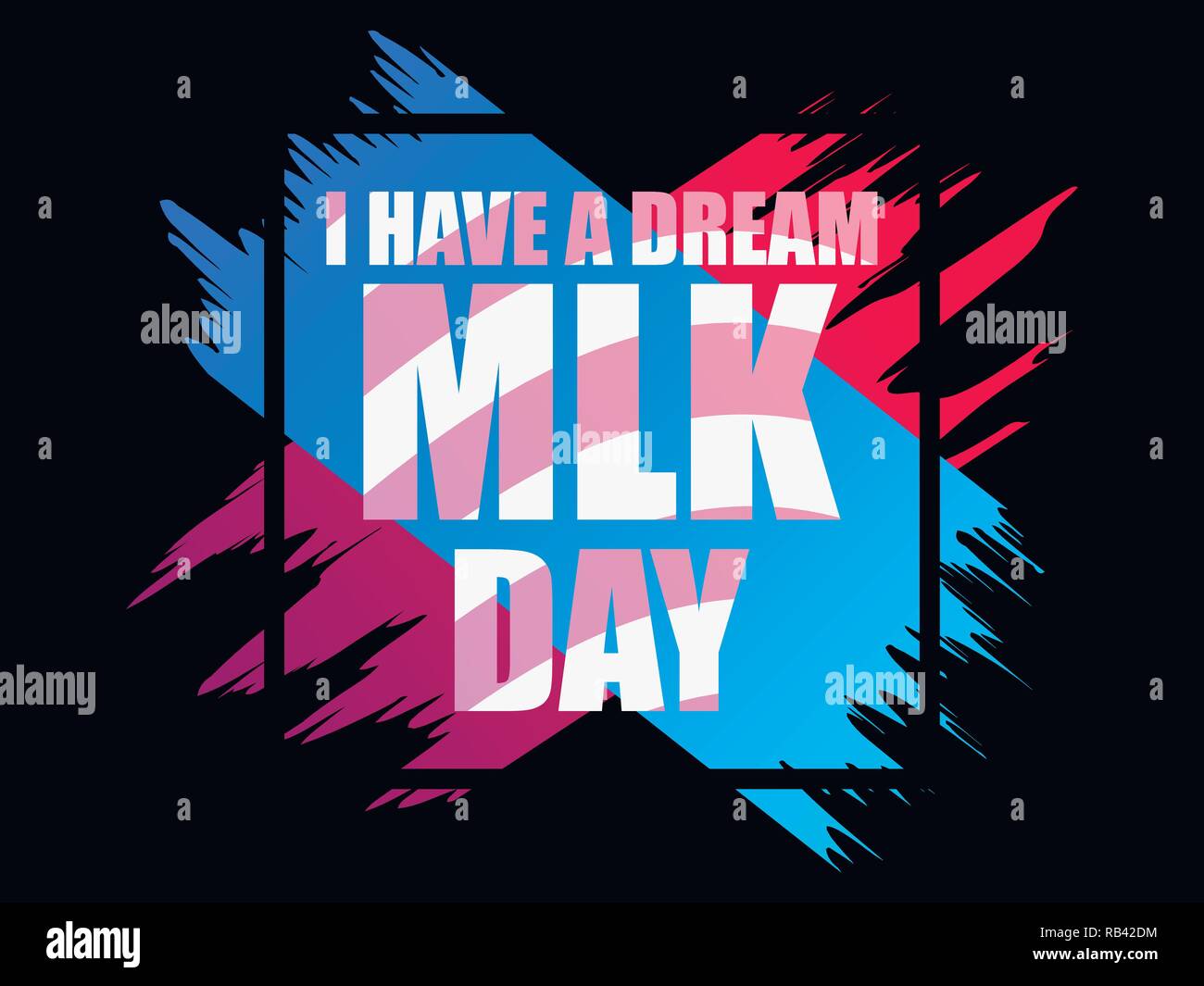 Martin Luther King day. I have a dream. Greeting card with ink painting
