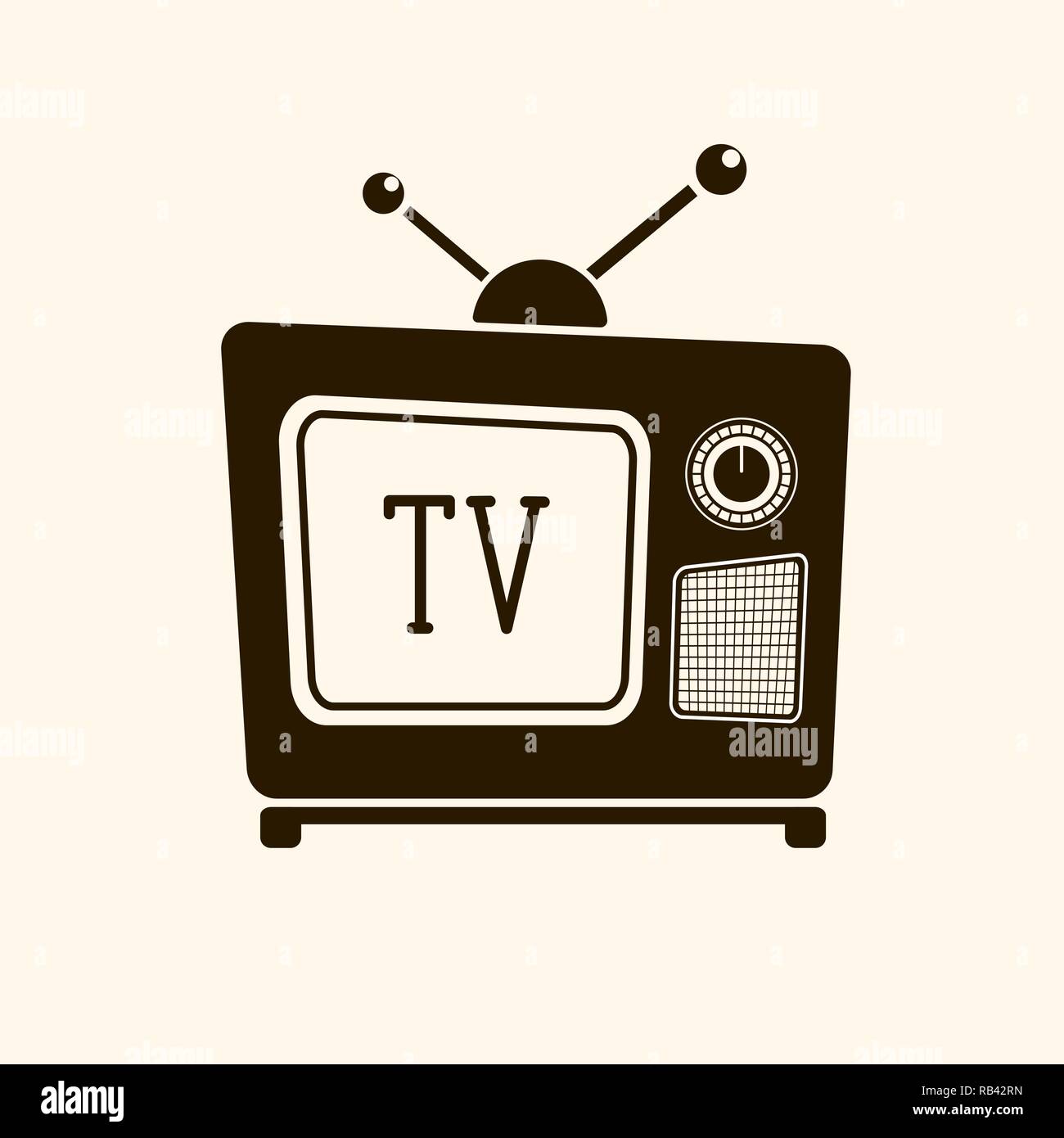 Retro vintage TV on light background vector Stock Vector