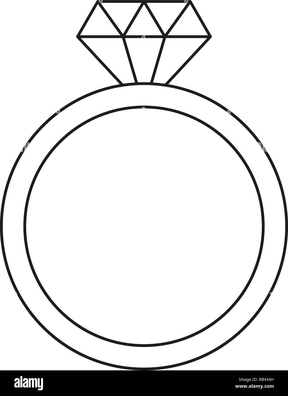Line art black and white diamond ring Stock Vector
