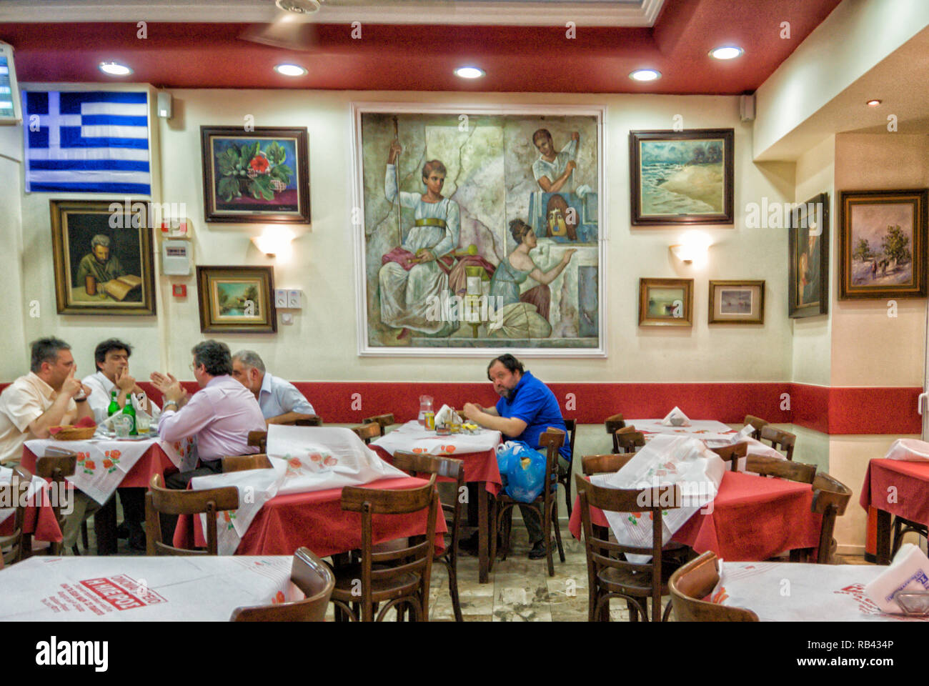 cheap restaurant inside the Varvakios Agora market in Athens Greece