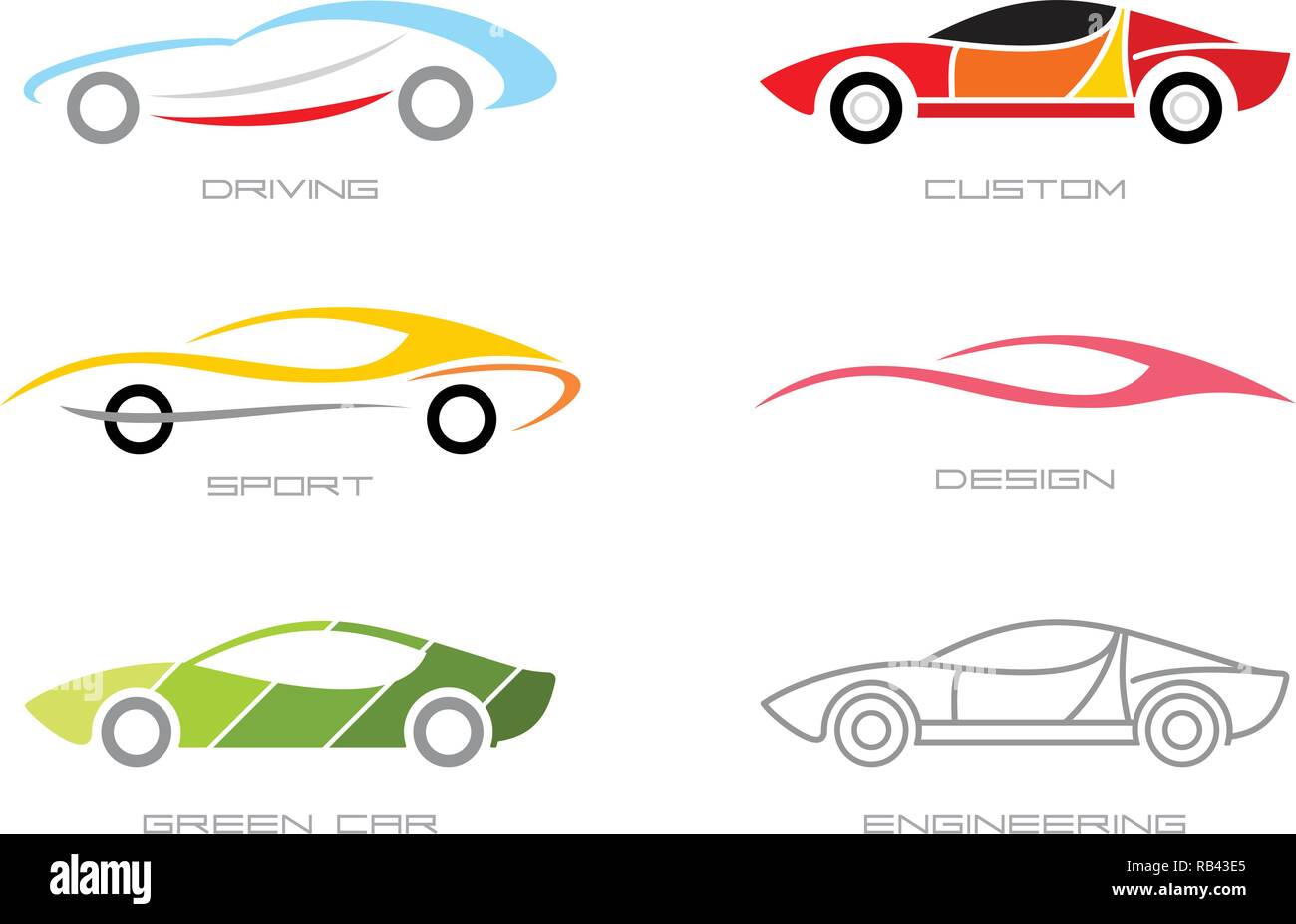 Modern cars. Set of various vector icons isolated on a white background ...