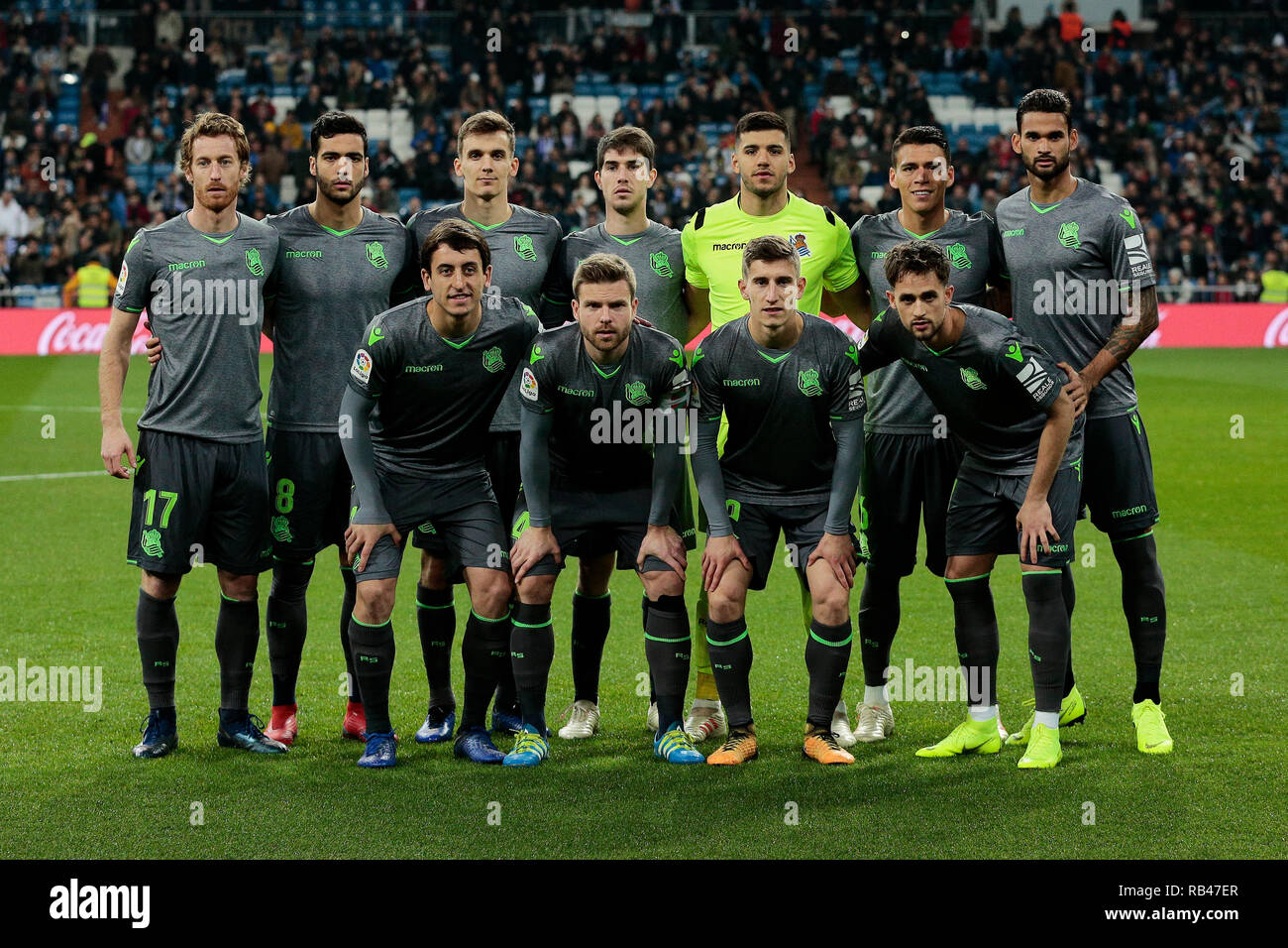 Madrid, Spain. 6th Jan 2019. Real Sociedad's team photo during La Liga match between Real Madrid and Real Sociedad at Santiago Bernabeu Stadium in Madrid. (Final score: Real Madrid 0 - Real Sociedad 2) Credit: SOPA Images Limited/Alamy Live News Stock Photo