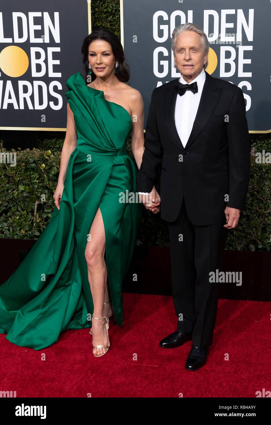 Beverly Hills California USA. 06th Jan 2019. Catherine Zeta Jones and Michael Douglas attend the 76th Annual Golden Globe Awards Golden Globes at Hotel Beverly Hilton in Beverly Hills Los Angeles USA