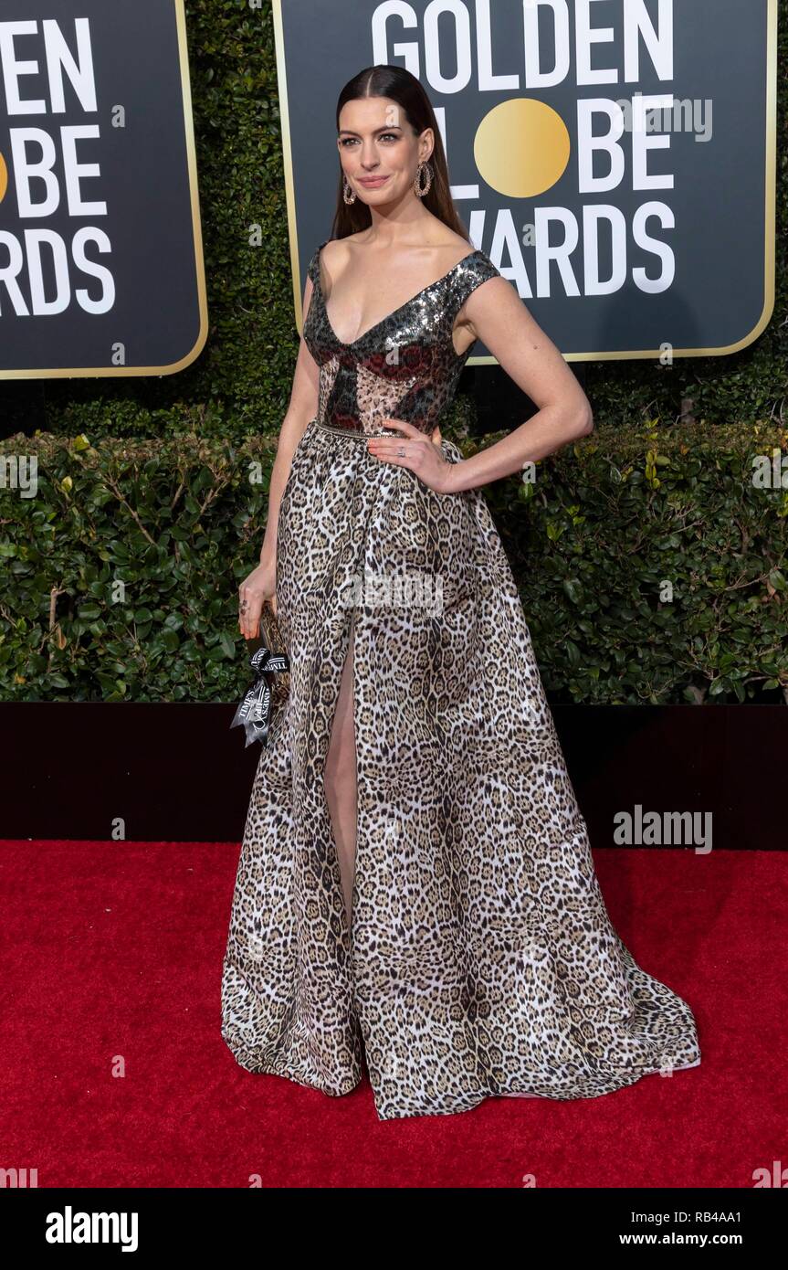 Beverly Hills, California, USA. 06th Jan, 2019. Anne Hathaway attends the  76th Annual Golden Globe Awards, Golden Globes, at Hotel Beverly Hilton in  Beverly Hills, Los Angeles, USA, on 06 January 2019.